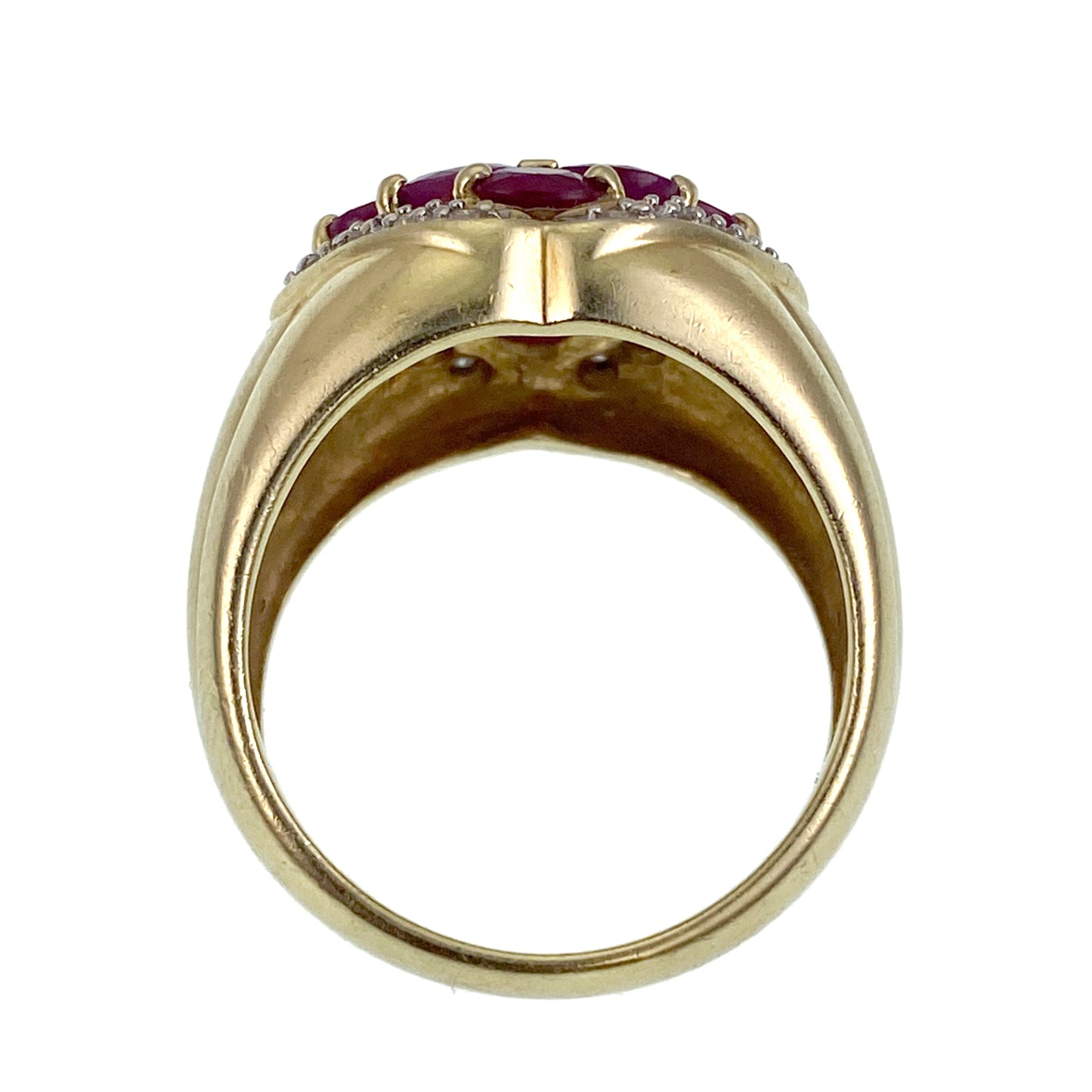 SOLD Vintage 14K, Ruby & Diamond Cocktail Ring