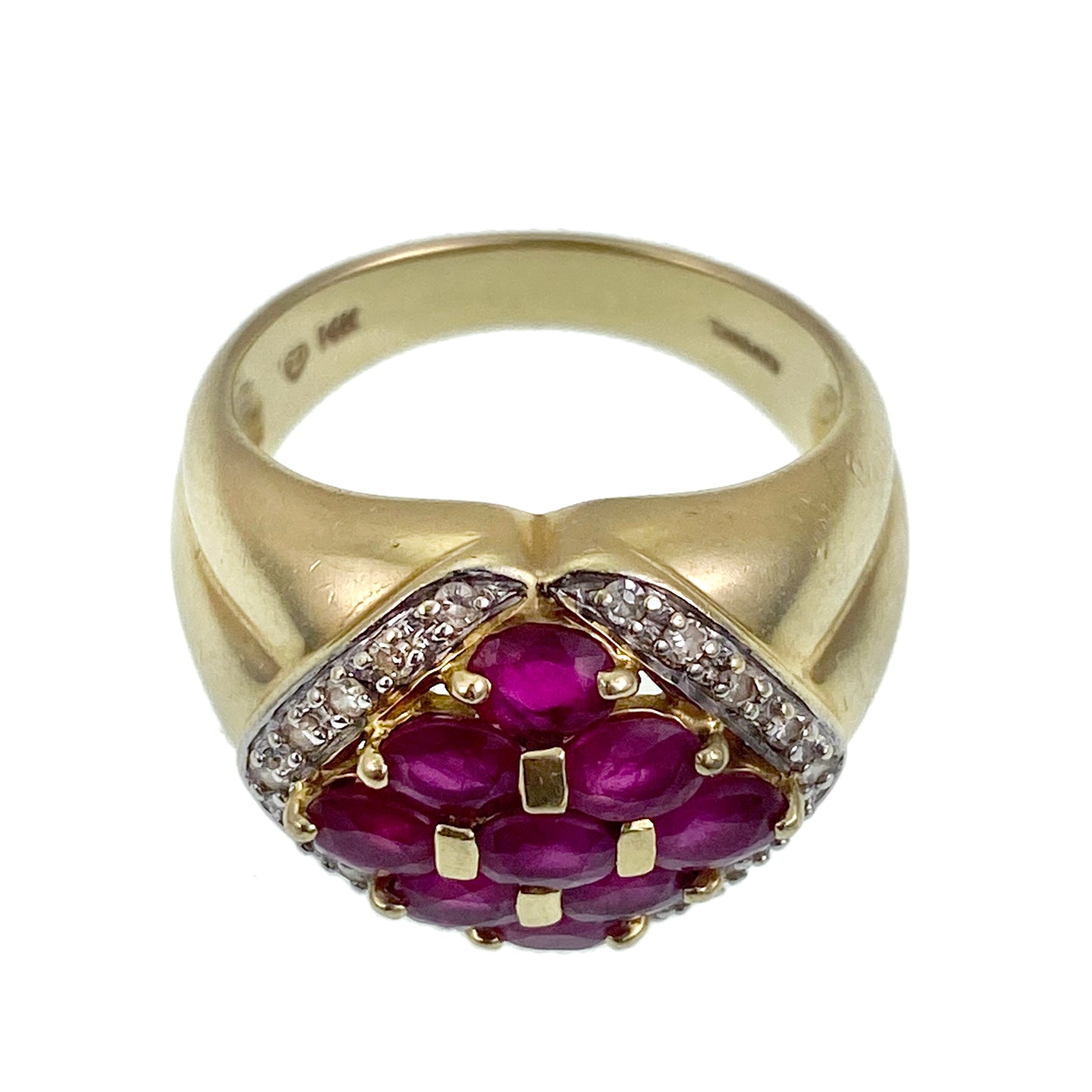 SOLD Vintage 14K, Ruby & Diamond Cocktail Ring