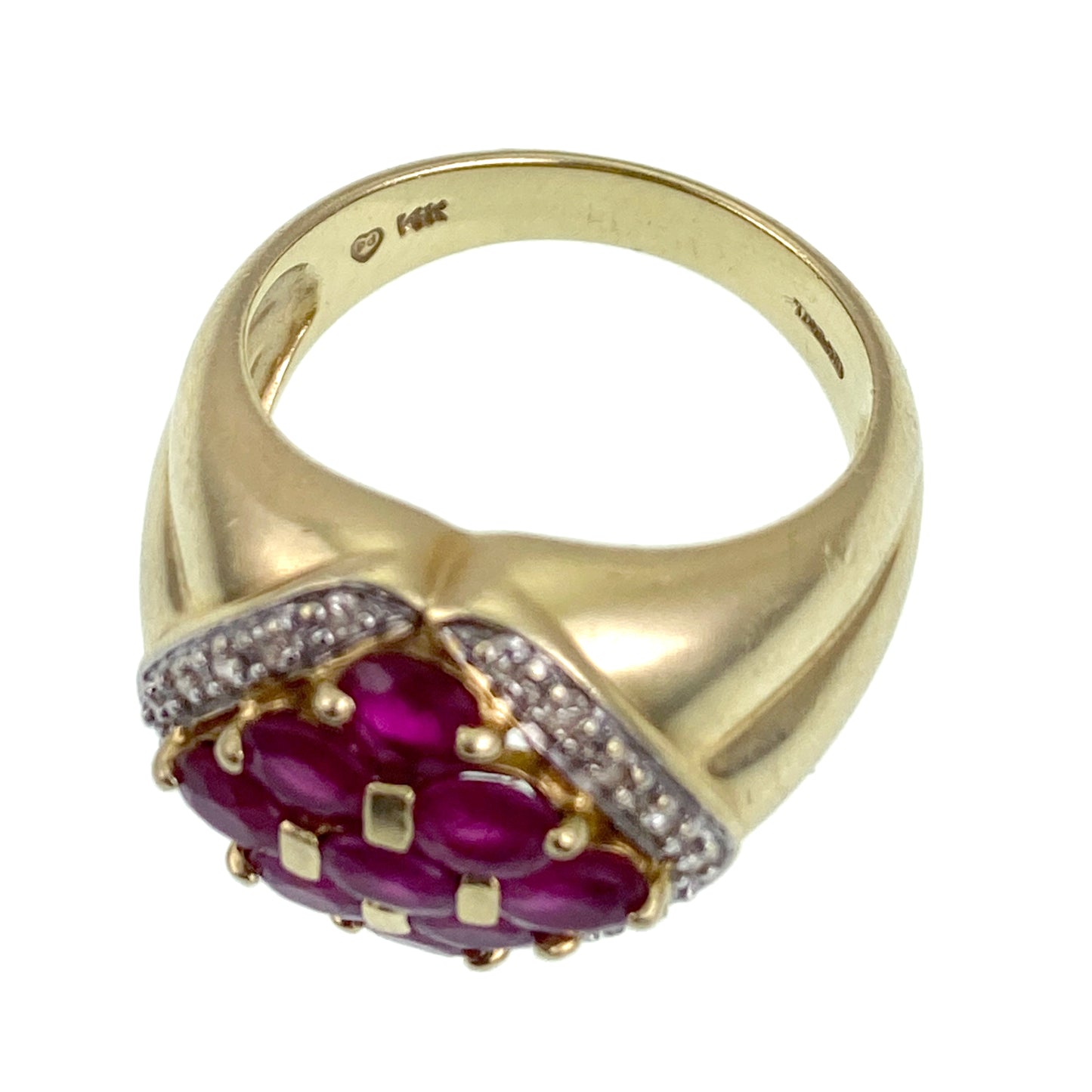 SOLD Vintage 14K, Ruby & Diamond Cocktail Ring