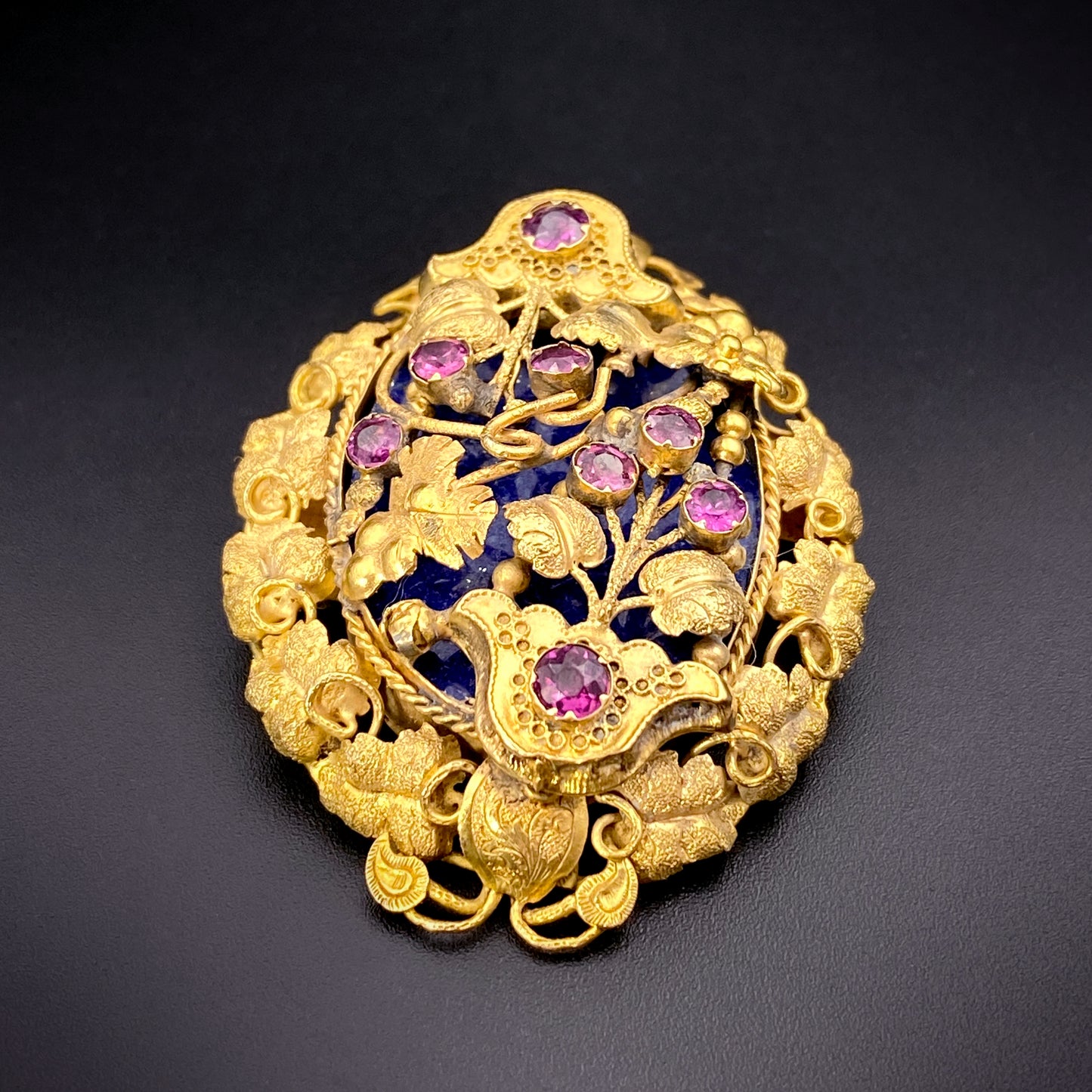Antique Georgian 14K, Amethyst & Lapis Brooch/Pendant K