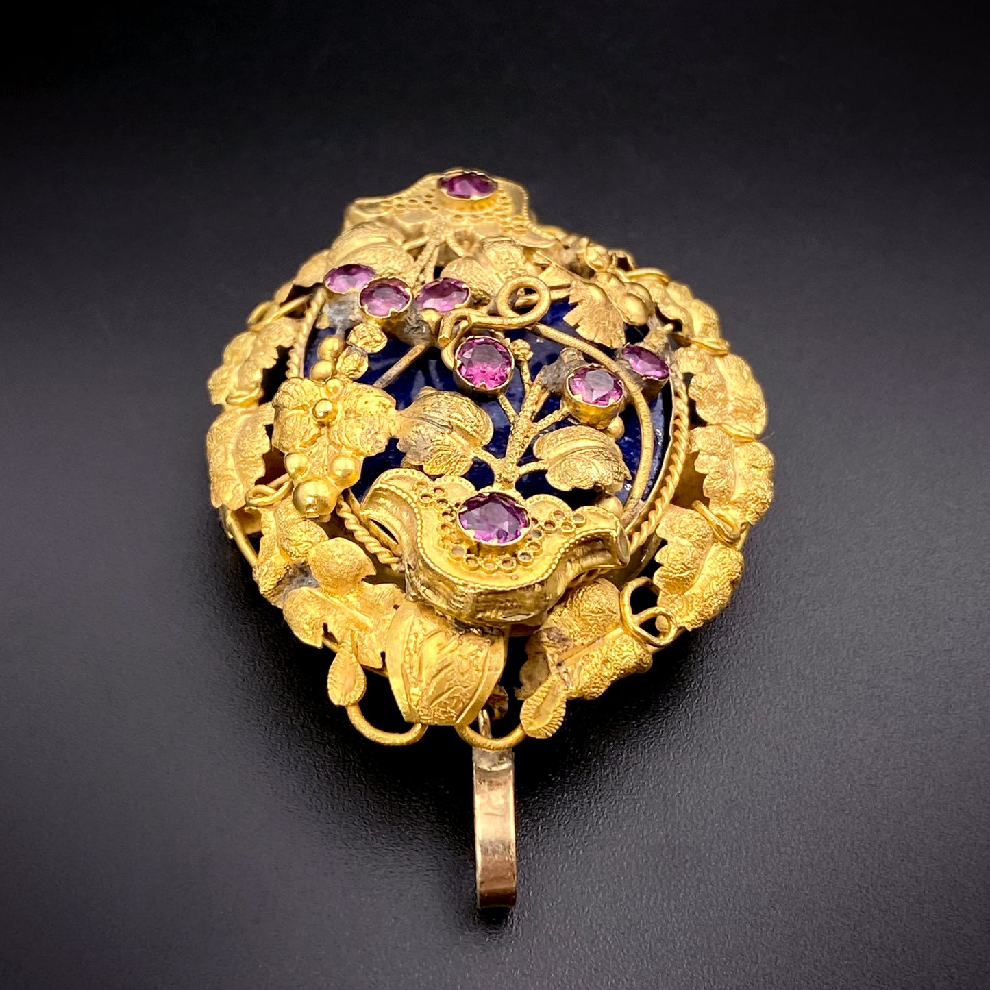 Antique Georgian 14K, Amethyst & Lapis Brooch/Pendant K