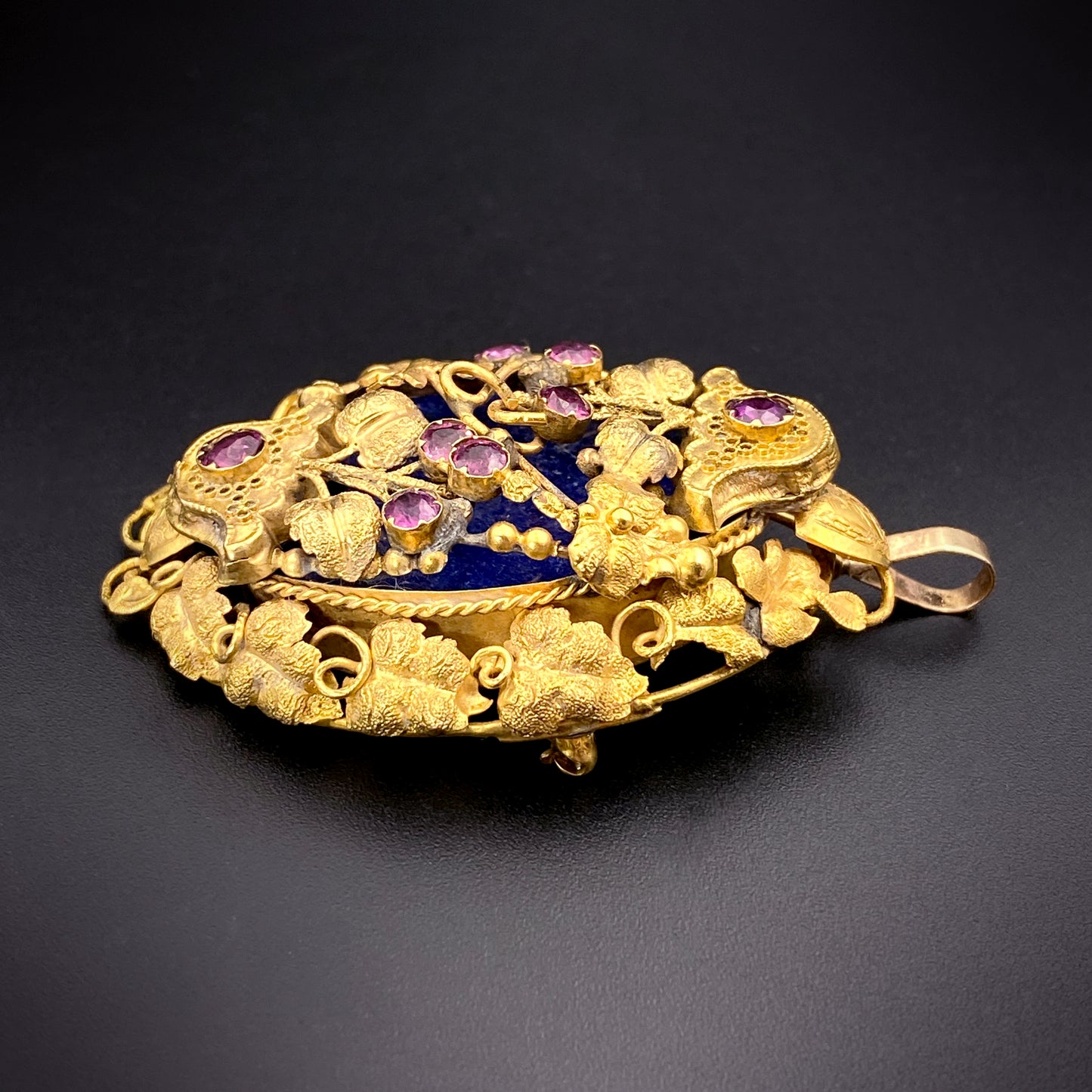 Antique Georgian 14K, Amethyst & Lapis Brooch/Pendant K