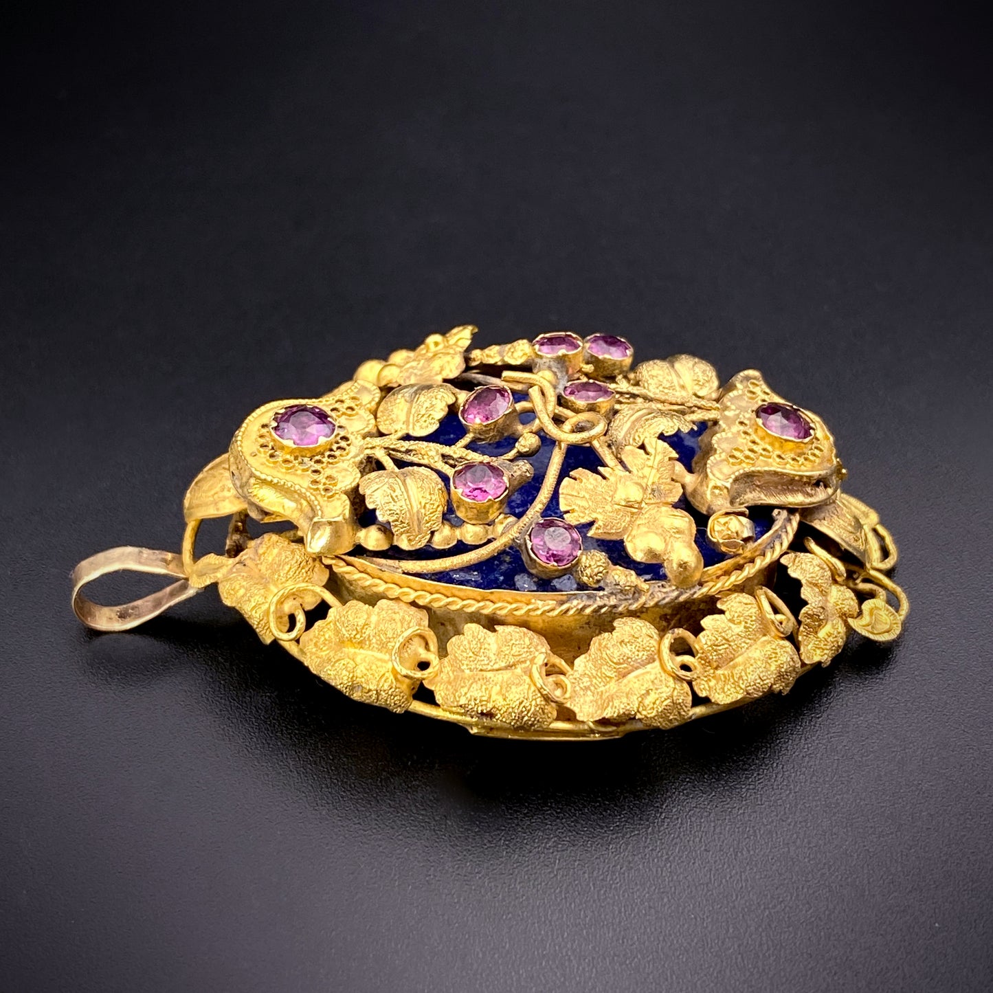 Antique Georgian 14K, Amethyst & Lapis Brooch/Pendant K