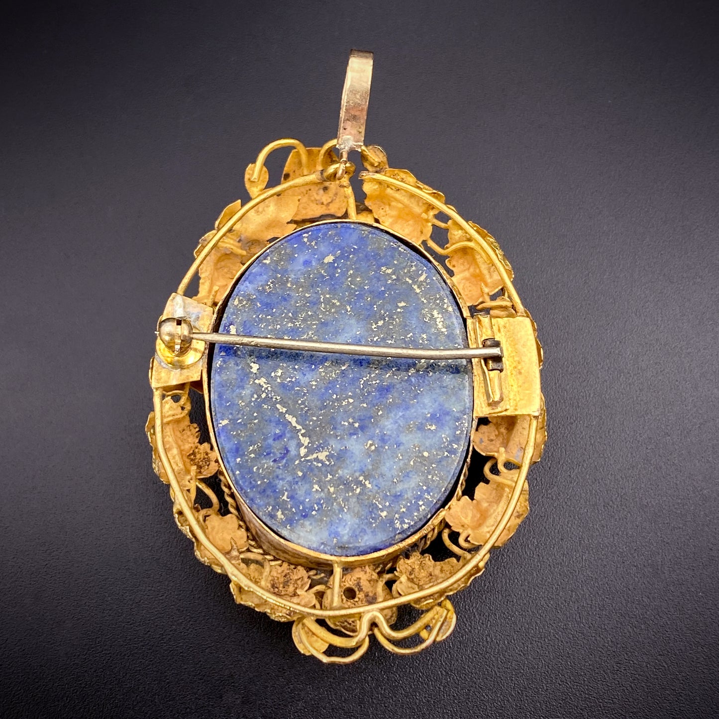 Antique Georgian 14K, Amethyst & Lapis Brooch/Pendant K