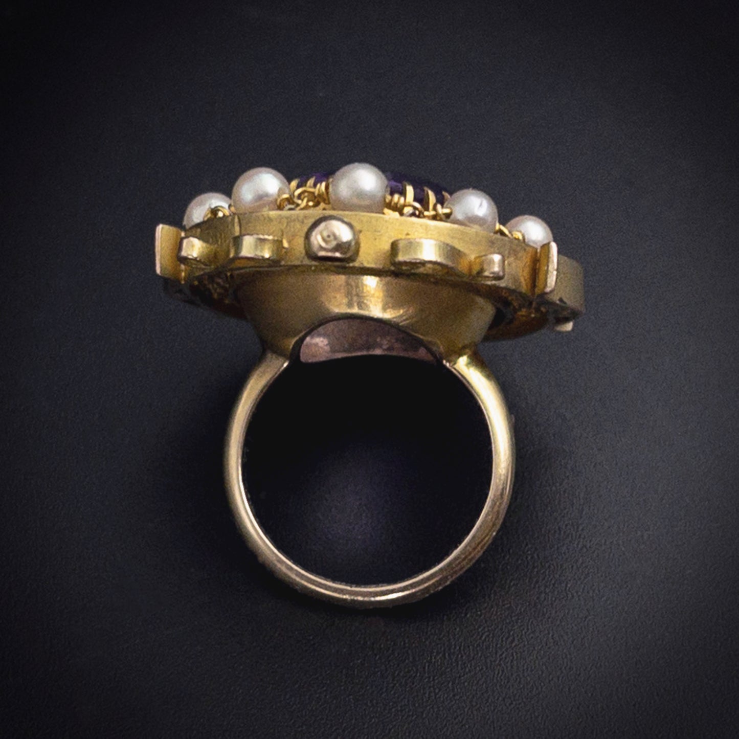 Antique 14K, Amethyst & Seed Pearl Conversion Ring