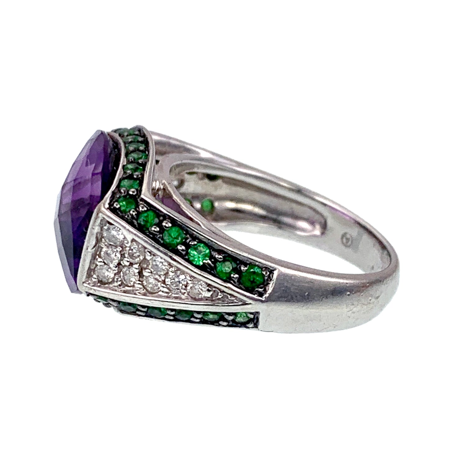 SOLD Vintage 14K, Amethyst, Diamond & Tsavorite Garnet Ring