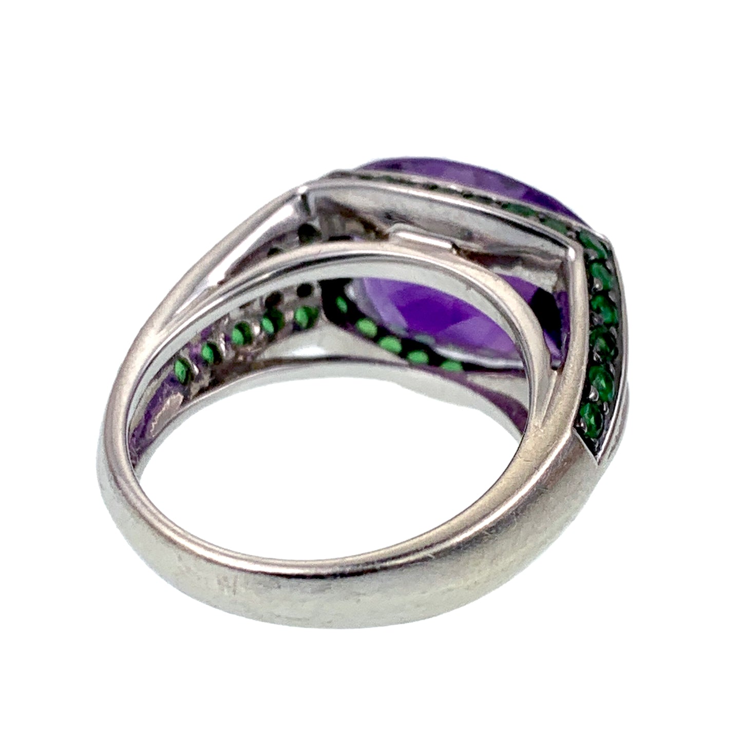 SOLD Vintage 14K, Amethyst, Diamond & Tsavorite Garnet Ring