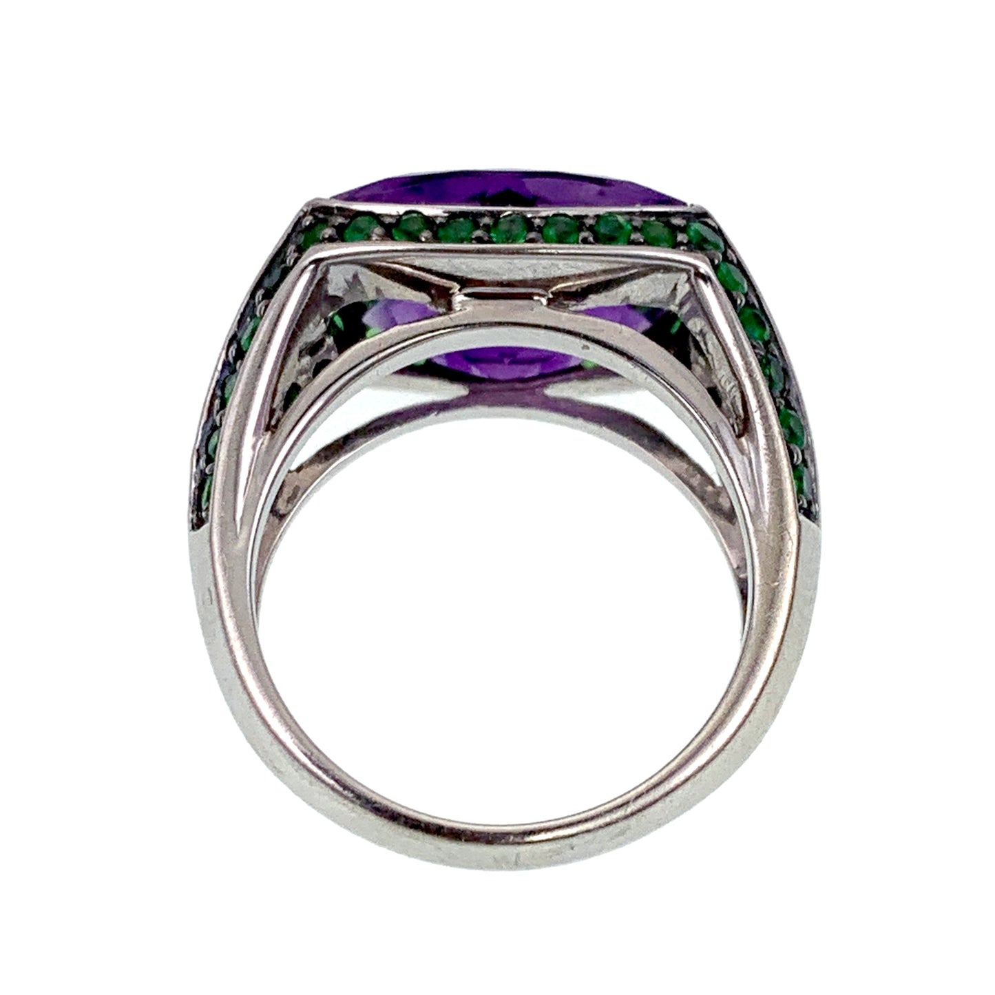 SOLD Vintage 14K, Amethyst, Diamond & Tsavorite Garnet Ring