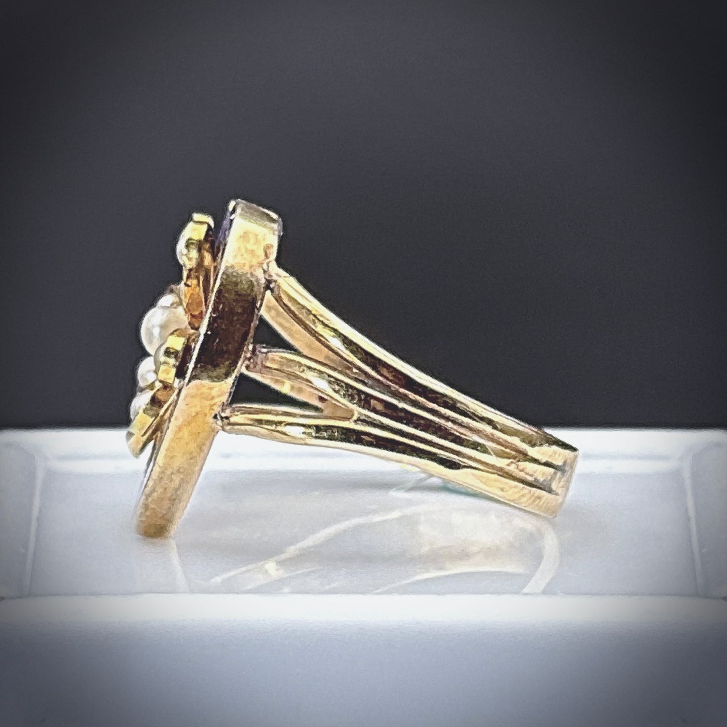 Sold: Antique 14K, Diamond, Pearl & Enamel Heart & Clover Conversion Ring K