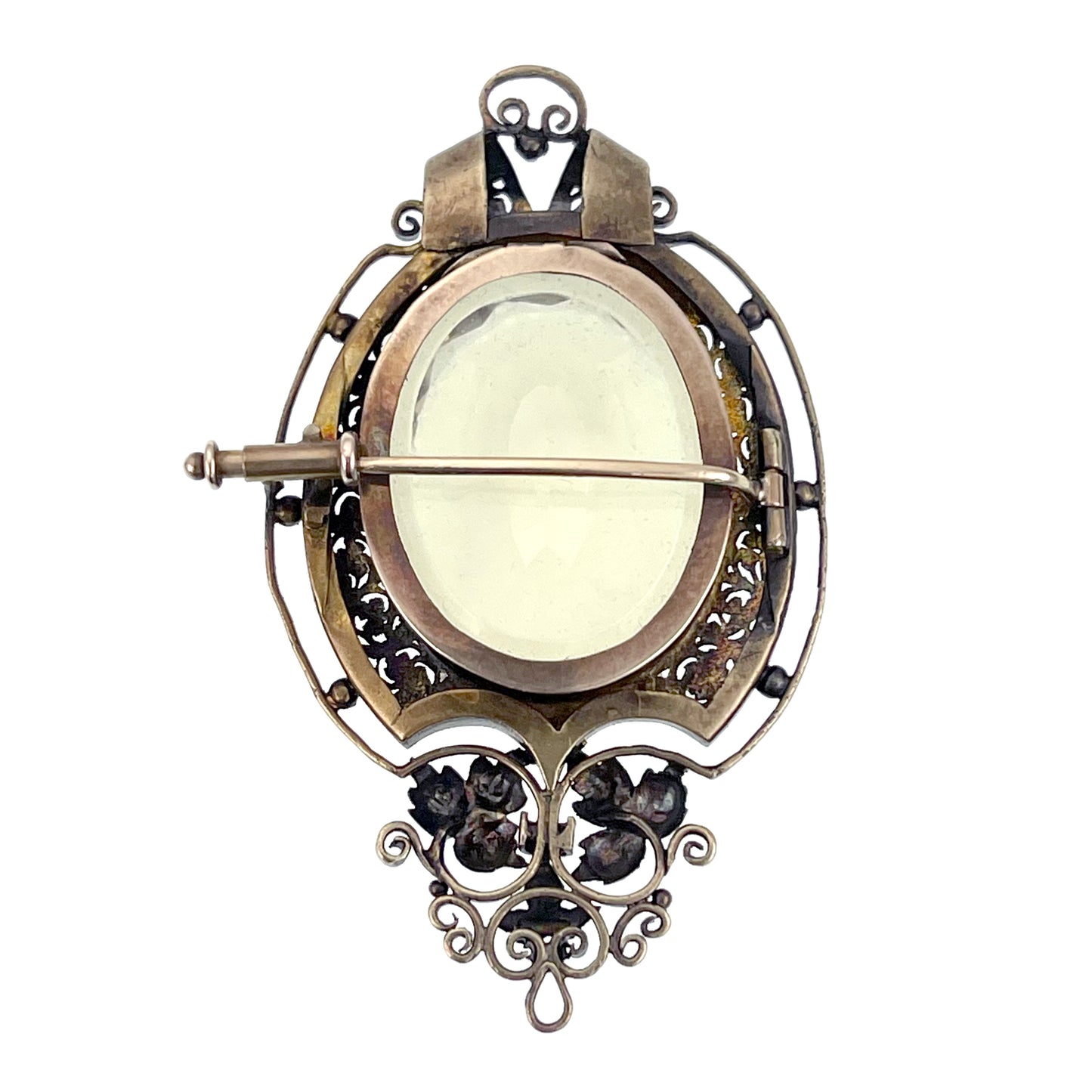 Antique Victorian 14K & Citrine Locket Back Brooch K