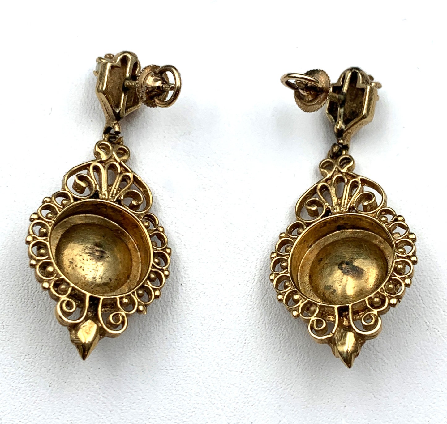 Antique Italian 14K, Pearl & Enamel Earrings