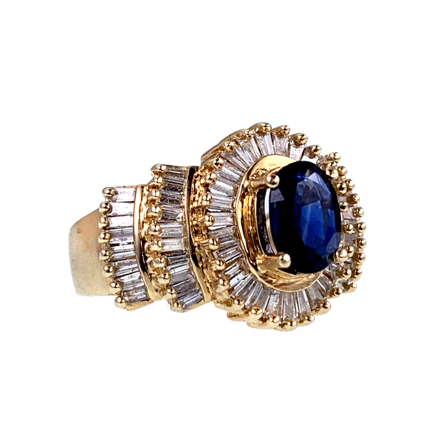 SOLD Estate 14K, Sapphire & Diamond Cocktail Ring