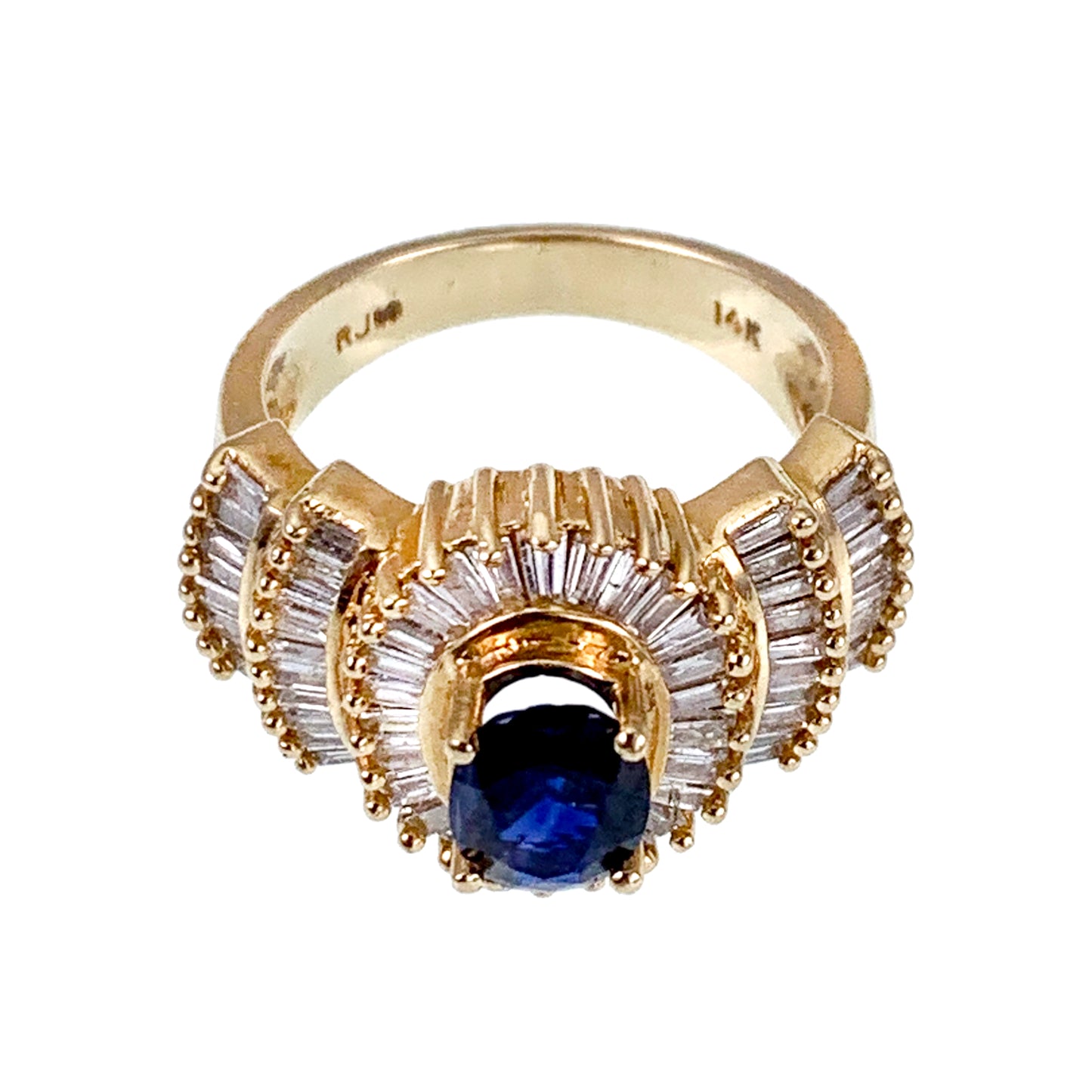 SOLD Estate 14K, Sapphire & Diamond Cocktail Ring