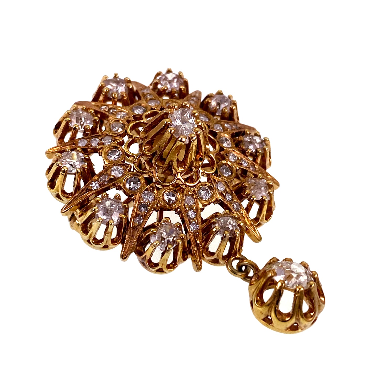 Antique 14K & Diamond Brooch