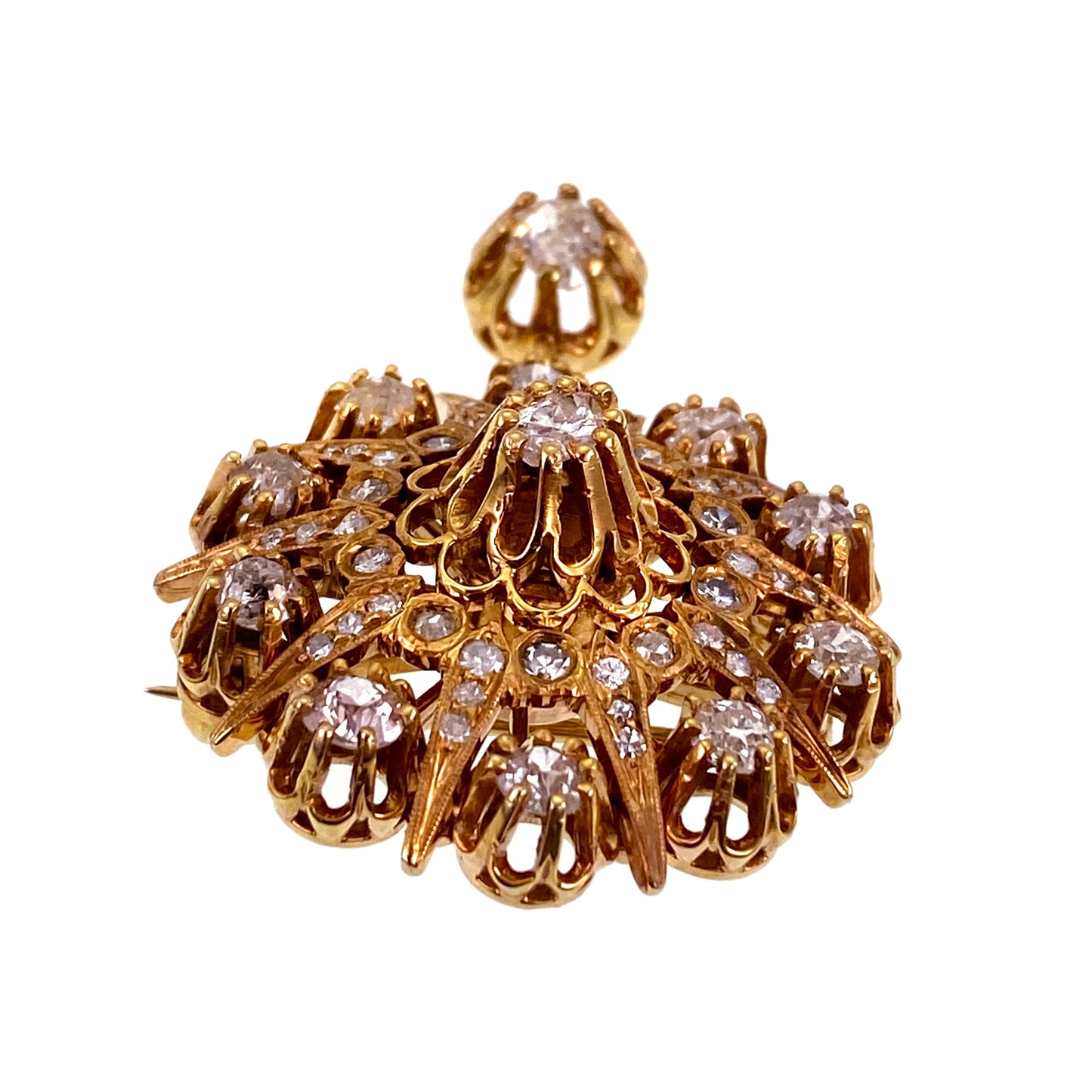 Antique 14K & Diamond Brooch