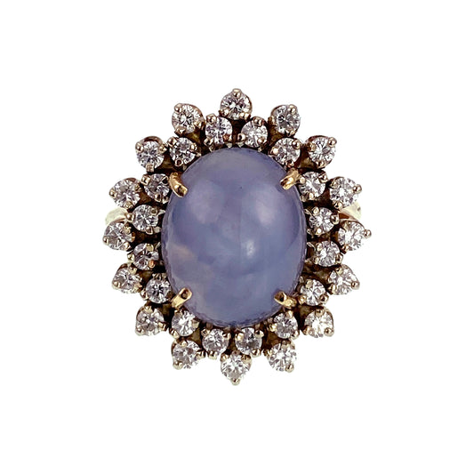 SOLD 14K, Diamond & Star Sapphire Ring