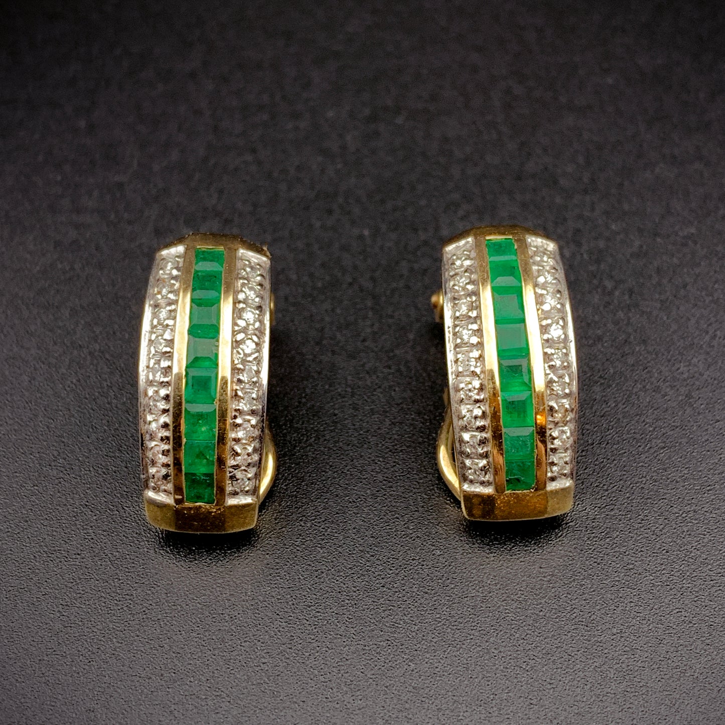 SOLD Classic 14K Emerald & Diamond Earrings