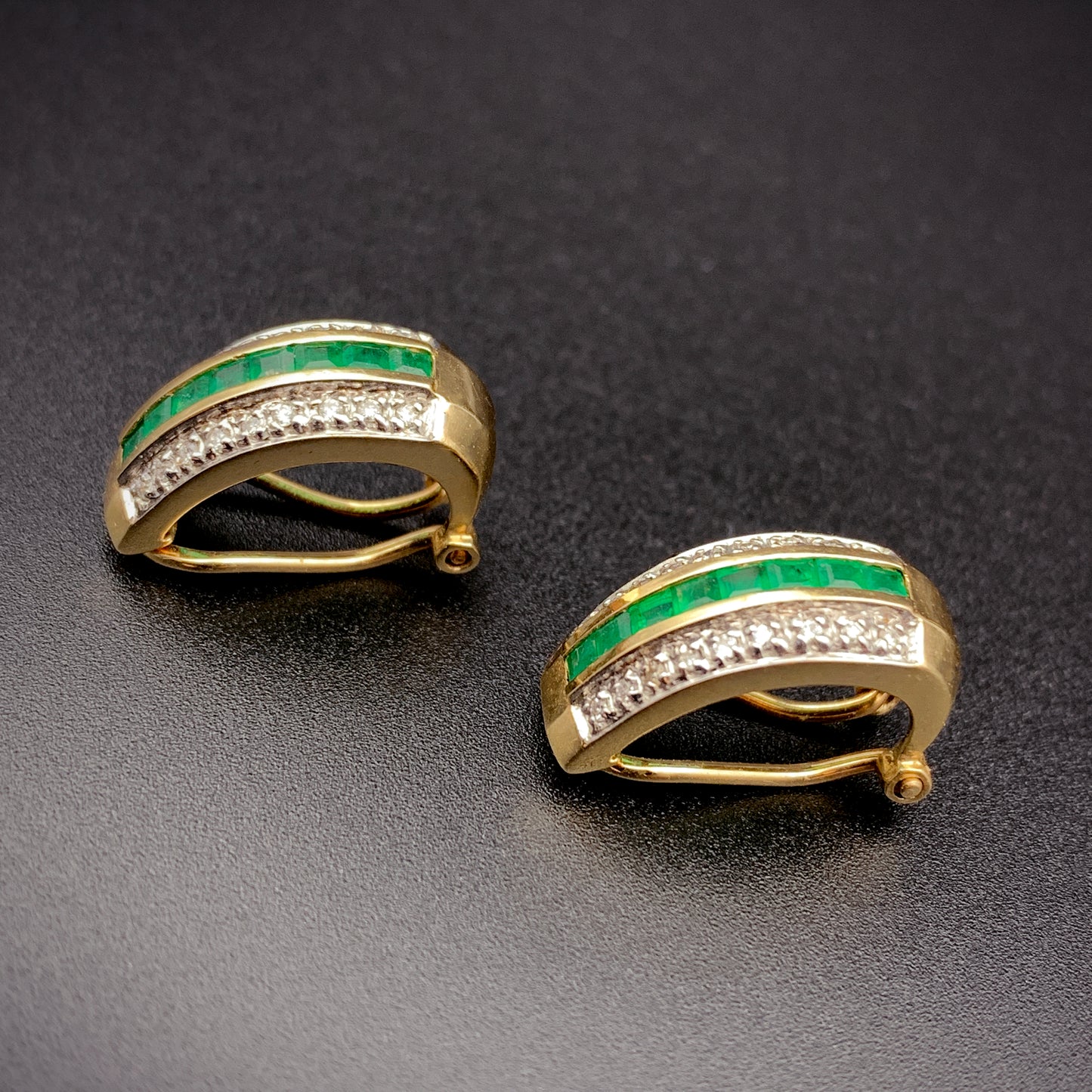 SOLD Classic 14K Emerald & Diamond Earrings