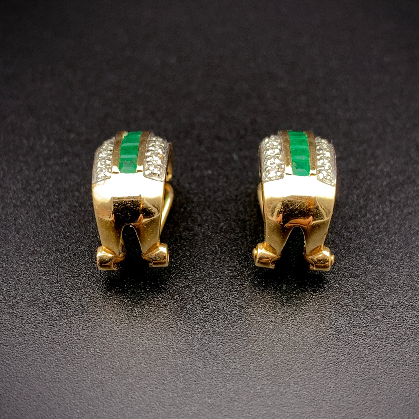 SOLD Classic 14K Emerald & Diamond Earrings