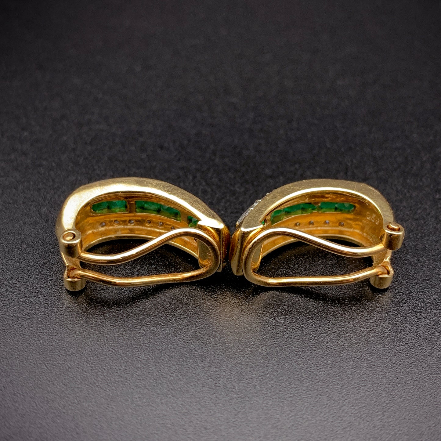 SOLD Classic 14K Emerald & Diamond Earrings