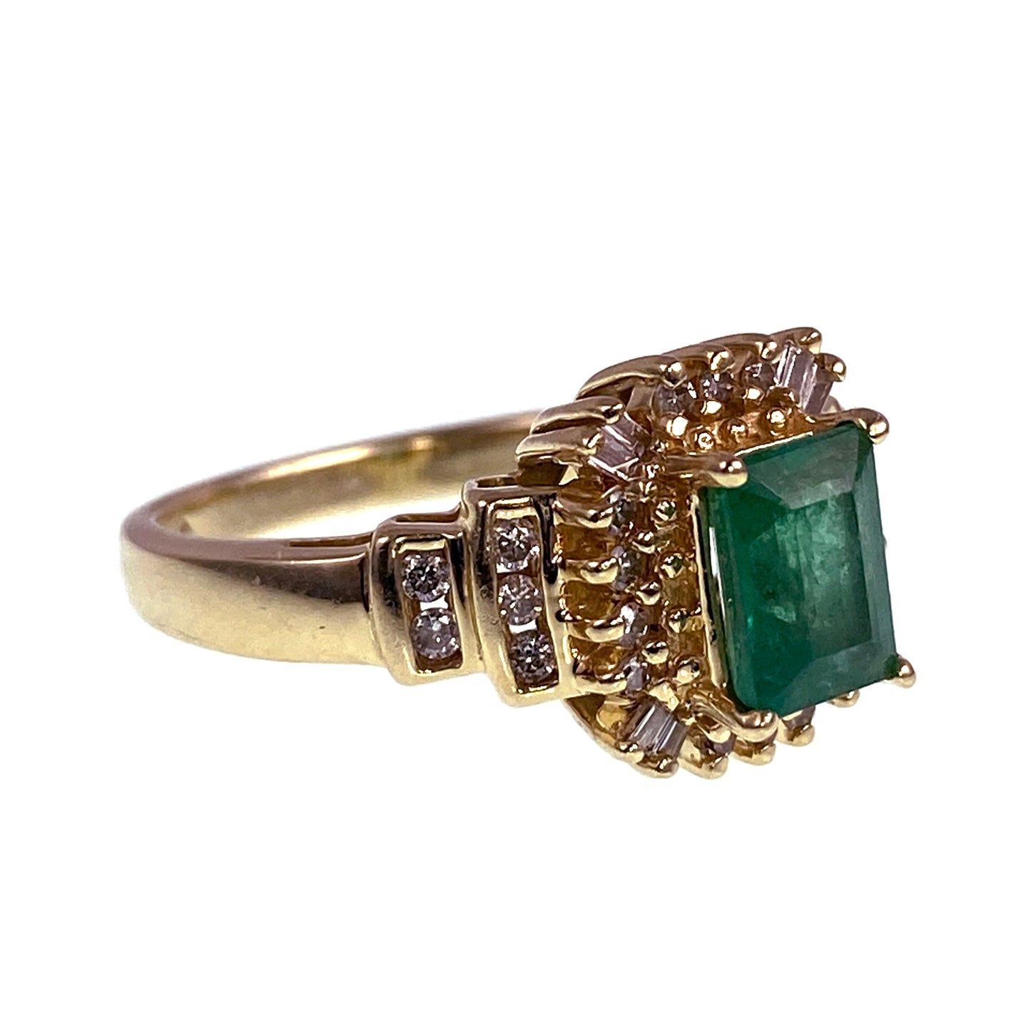 14K, Emerald & Diamond Ring