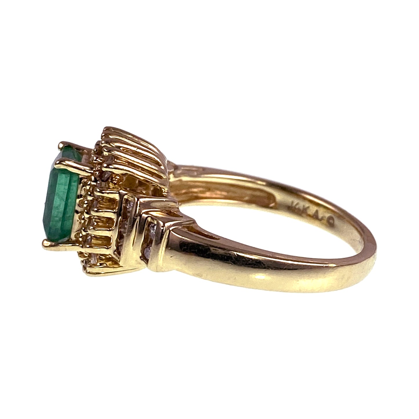 14K, Emerald & Diamond Ring