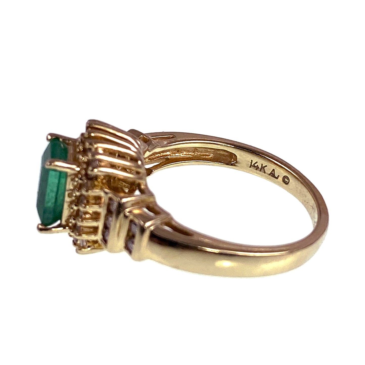 14K, Emerald & Diamond Ring
