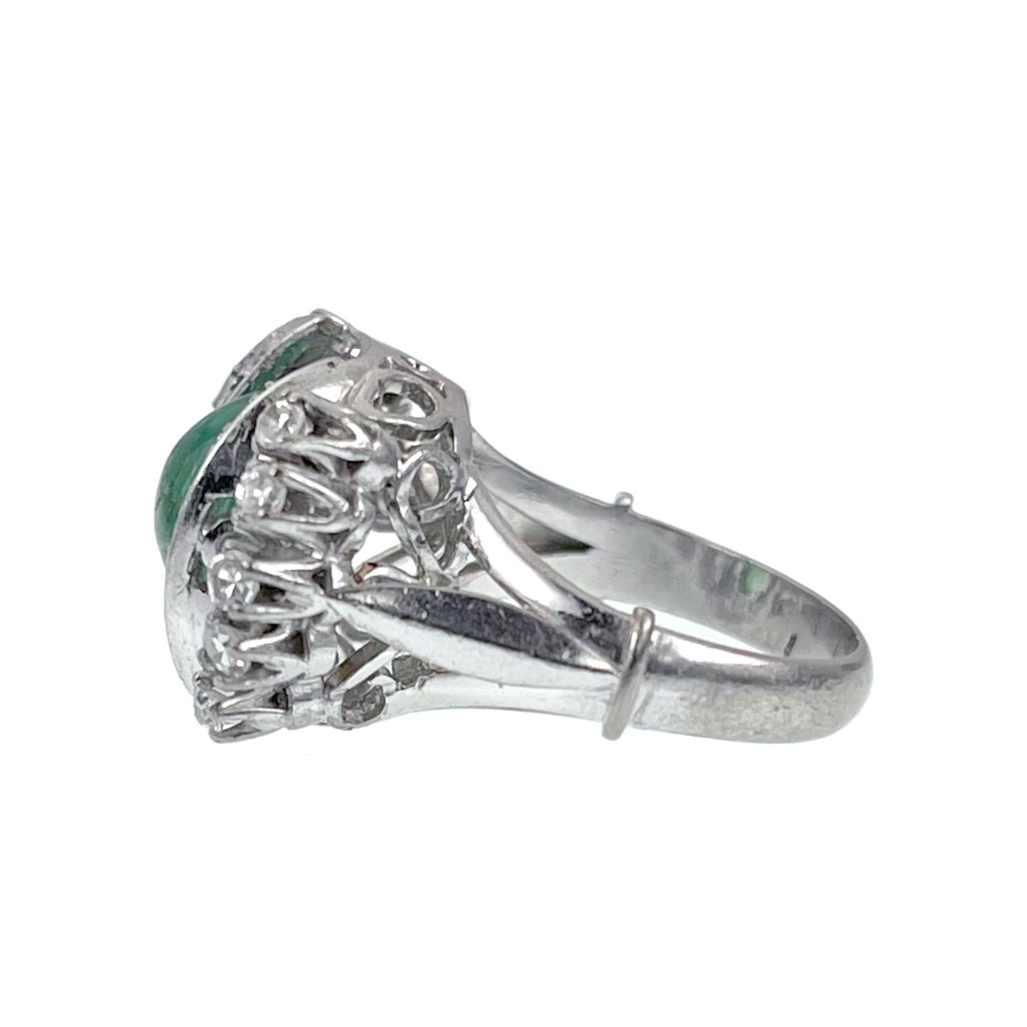 SOLD Vintage Mid Century 18K, Diamond & Emerald Cocktail Ring