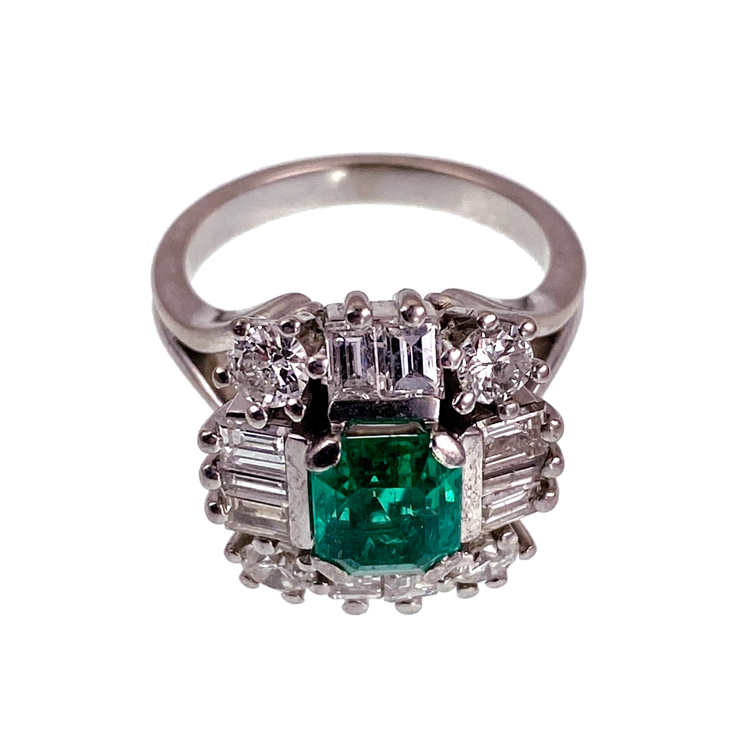 SOLD Outstanding Chunky 18K, Emerald & Diamond Ring