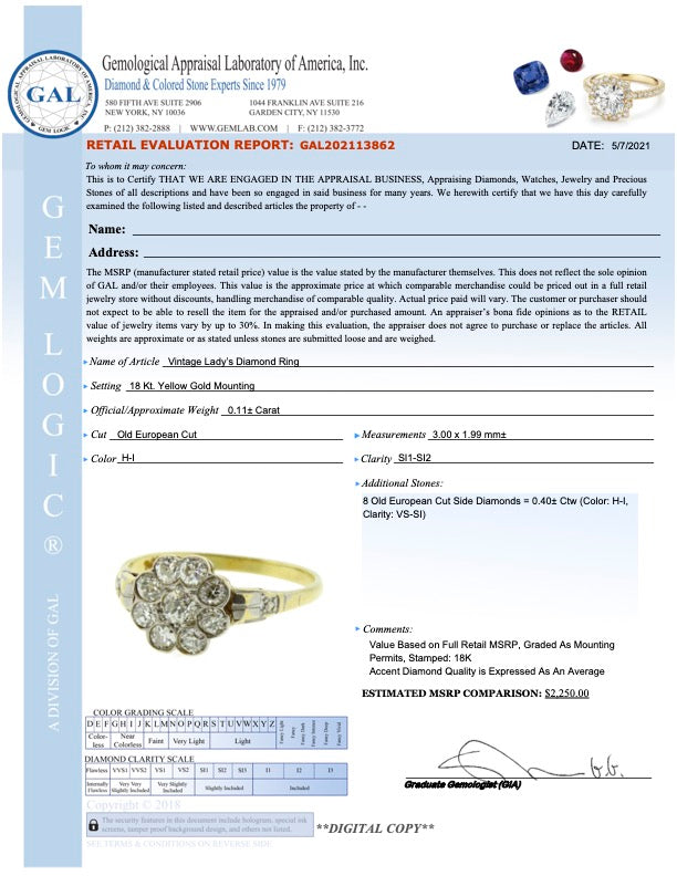 SOLD Deco Era 18K & Diamond Daisy Rosetta Ring