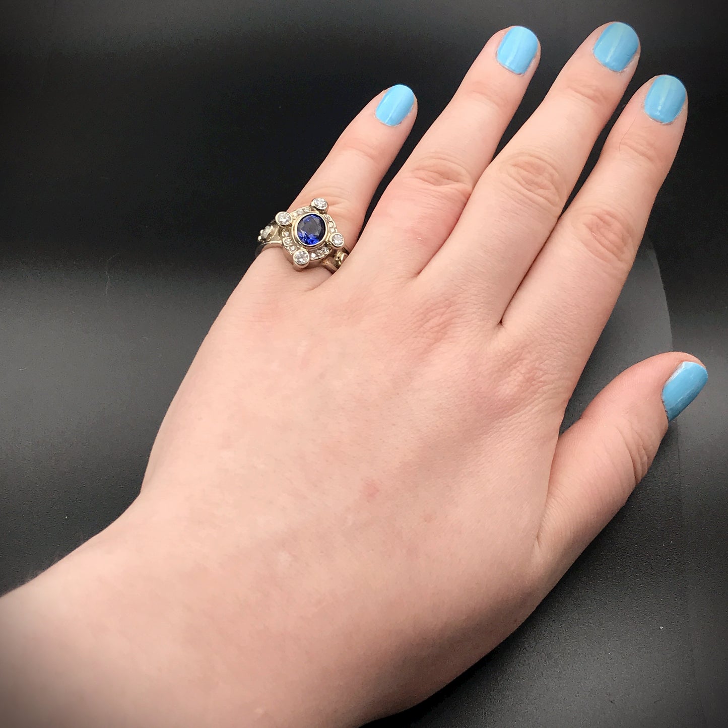 SOLD Vintage 18K, Sapphire & Diamond Ring