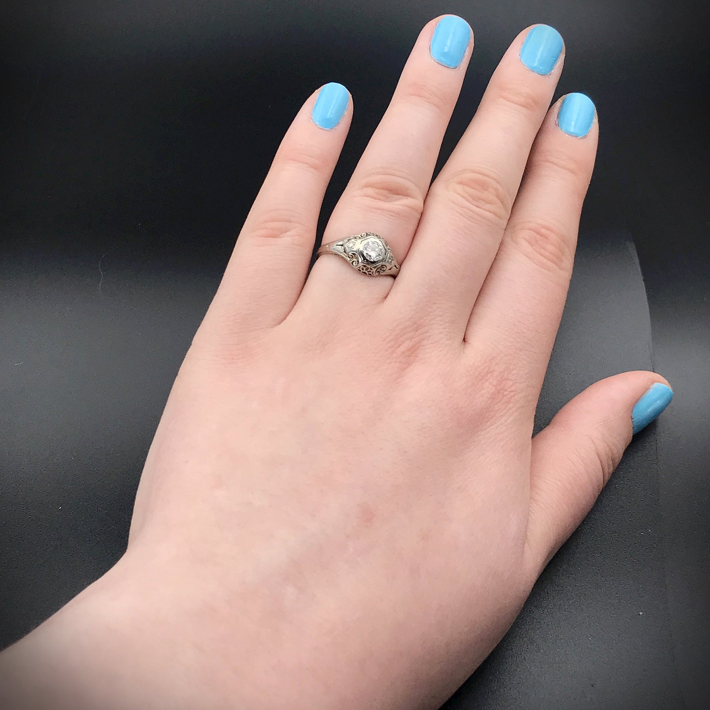 SOLD Art Deco 18K Gold Diamond Engagement Ring