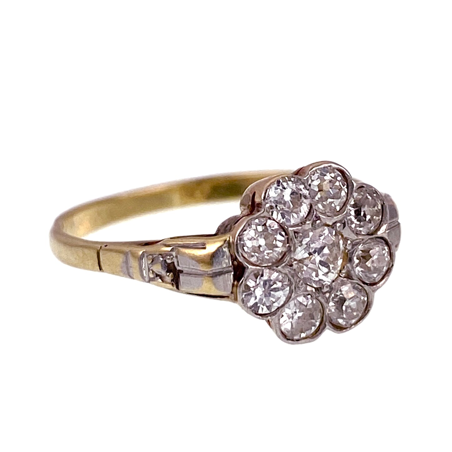 SOLD Deco Era 18K & Diamond Daisy Rosetta Ring
