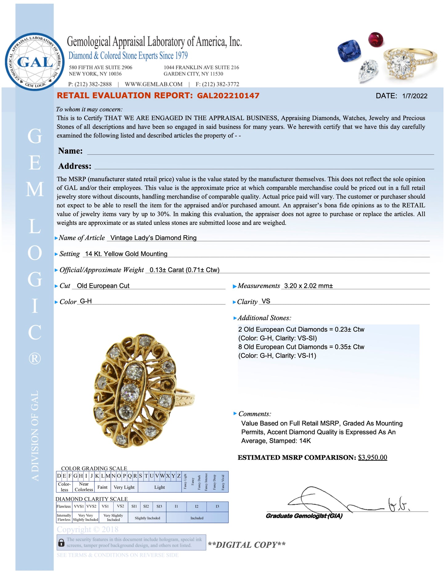 Antique 14K & Diamond Ring