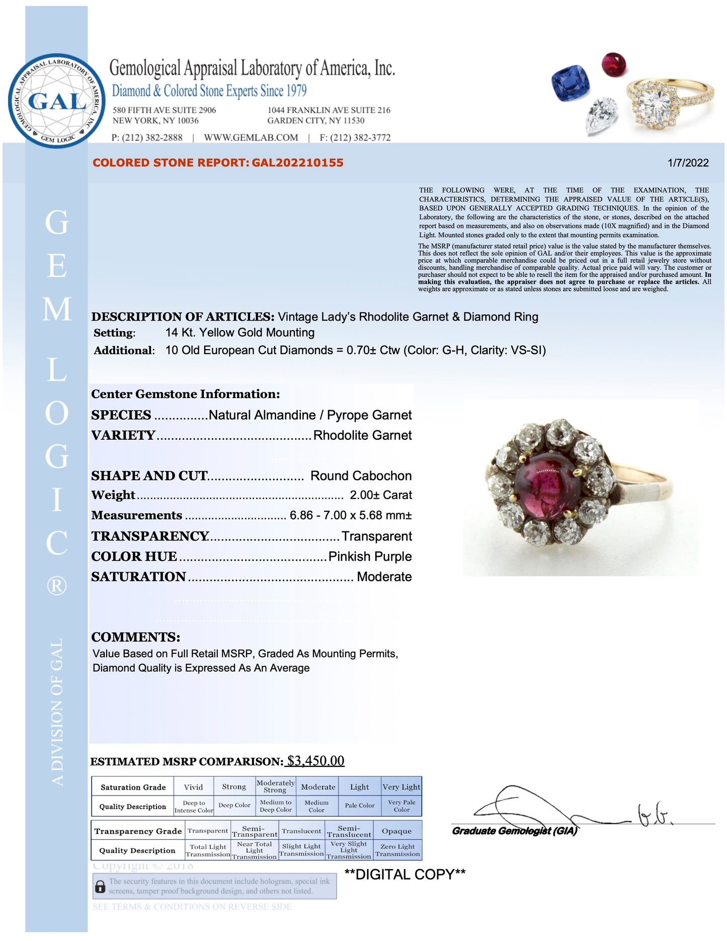 Antique 14K Gold Silver Diamond Almandine Garnet Cabochon Ring circa 1910-20