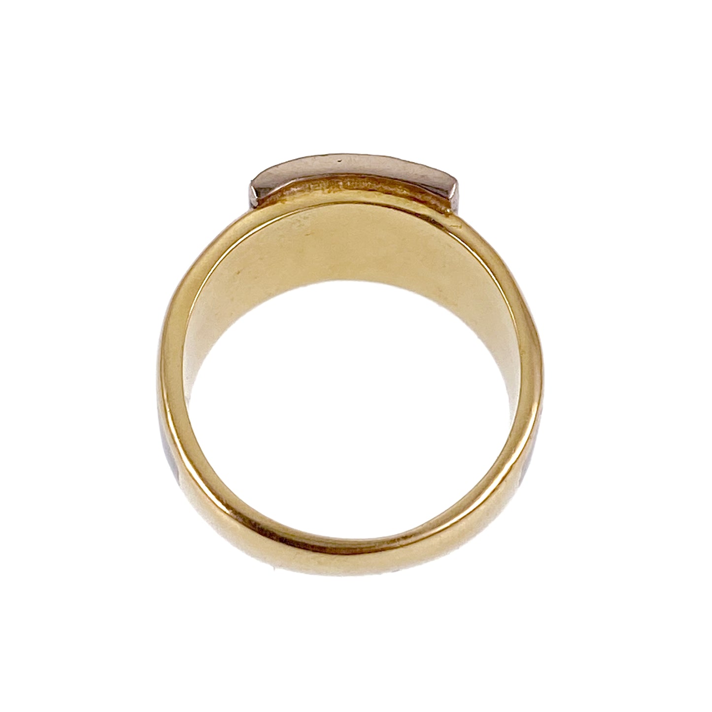 SOLD Vintage English 18K, Diamond & Enamel Buckle Ring