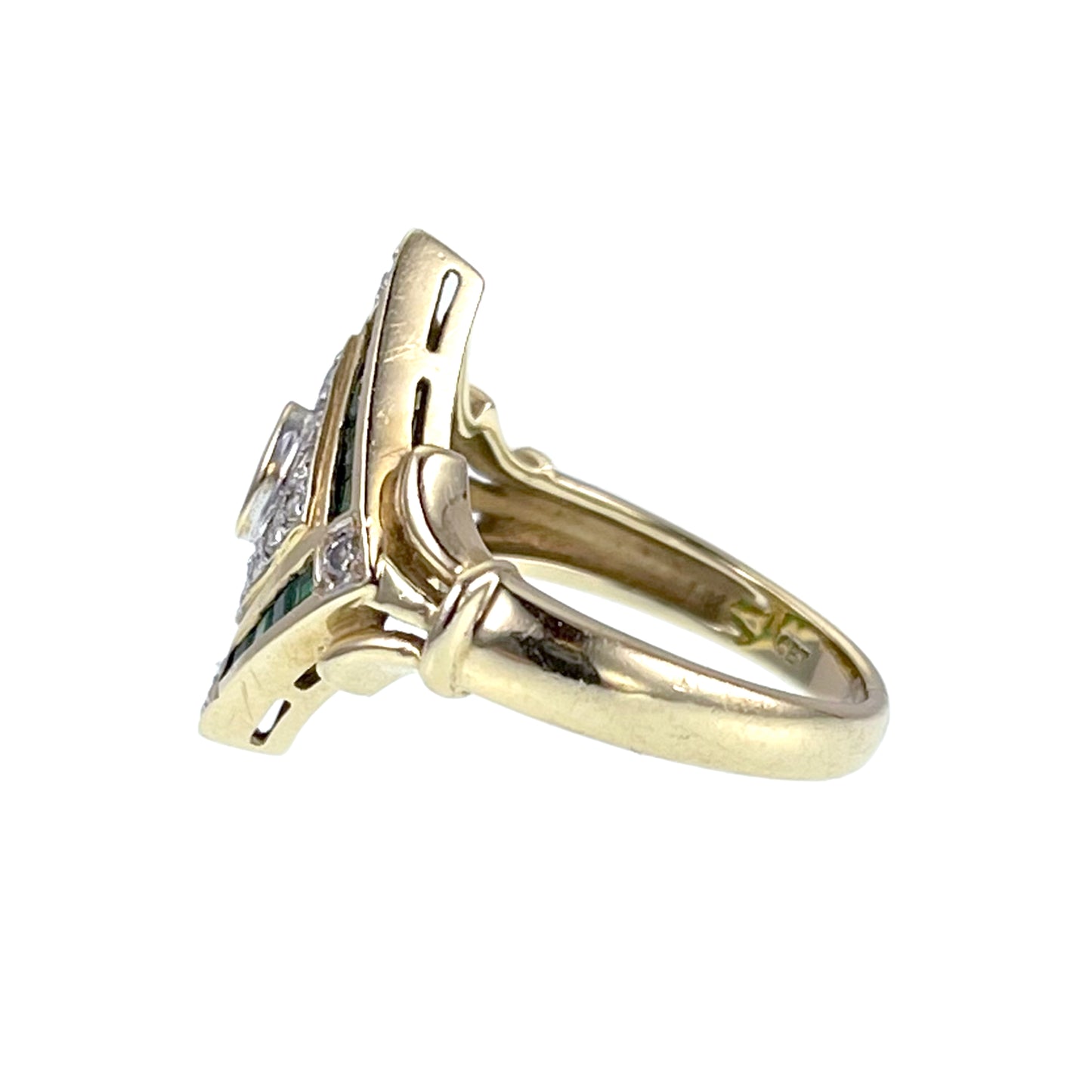 SOLD Vintage 14K, Diamond & Emerald Ring
