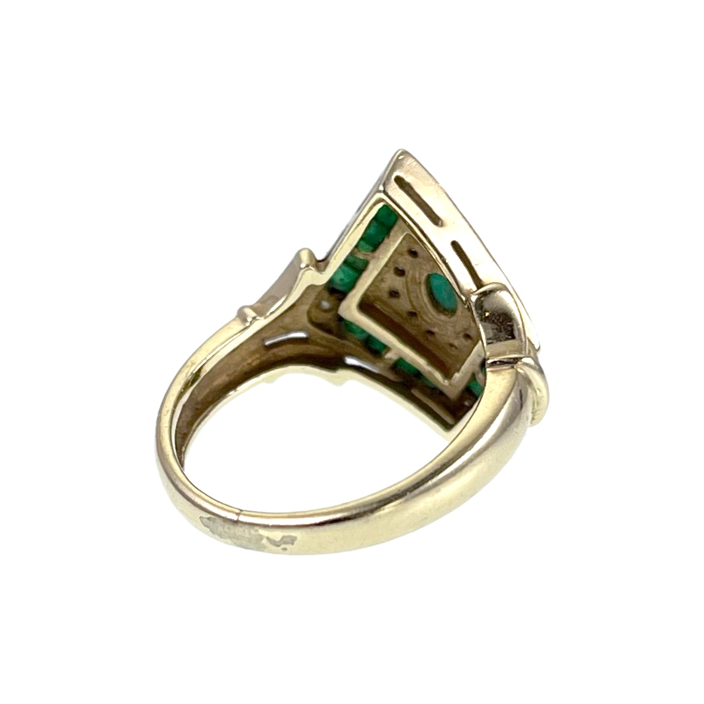 SOLD Vintage 14K, Diamond & Emerald Ring