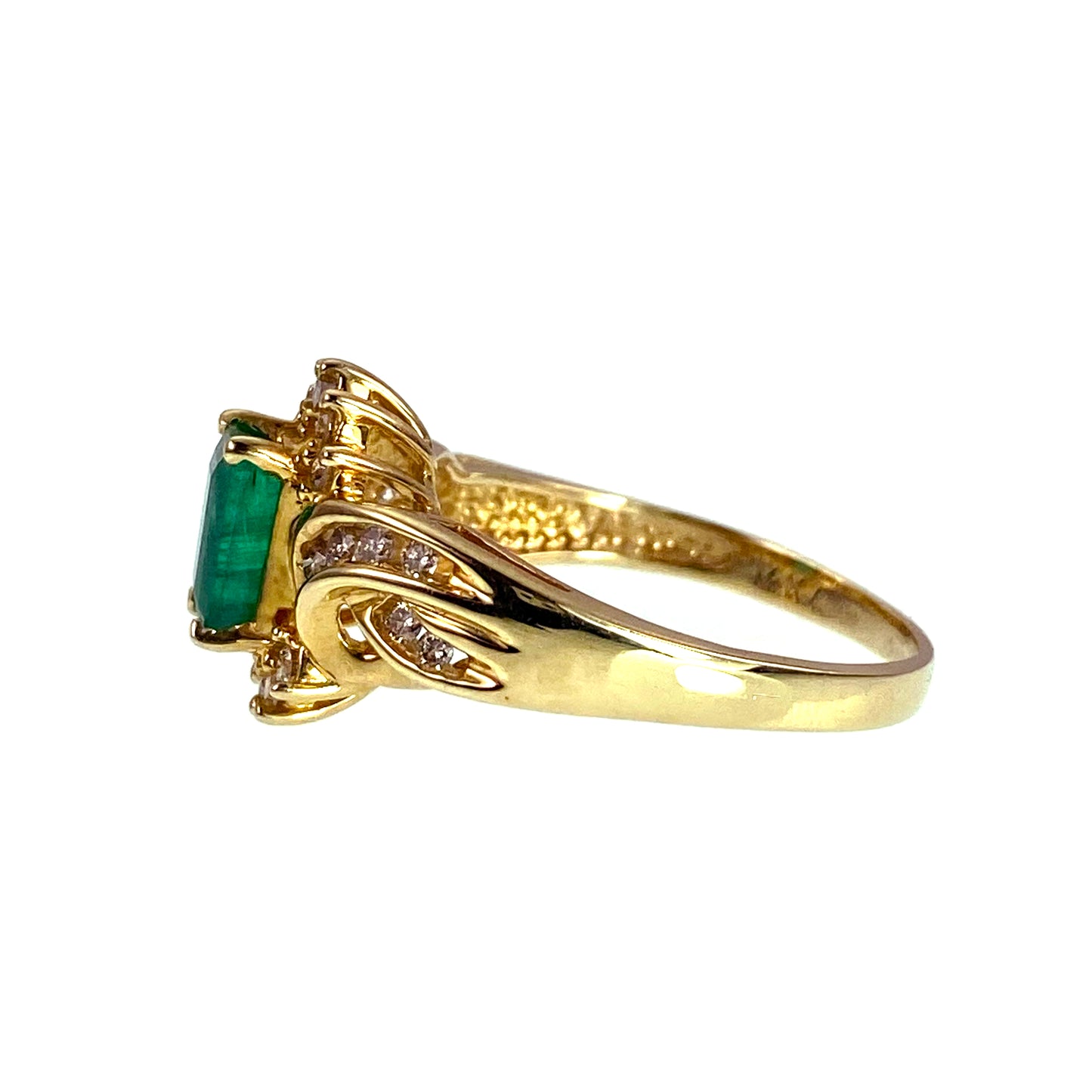 SOLD Vintage 14K, Emerald & Diamond Ring
