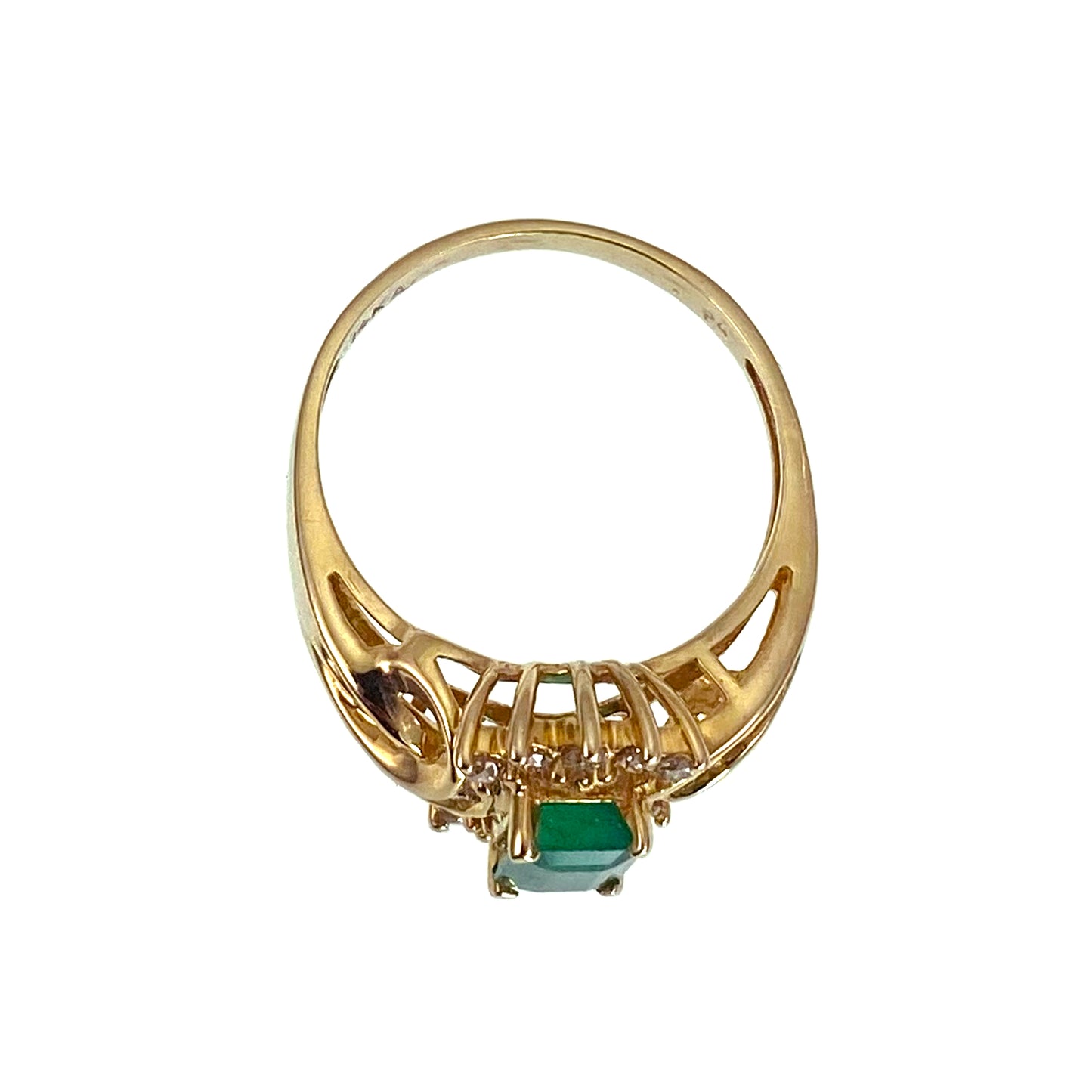 SOLD Vintage 14K, Emerald & Diamond Ring