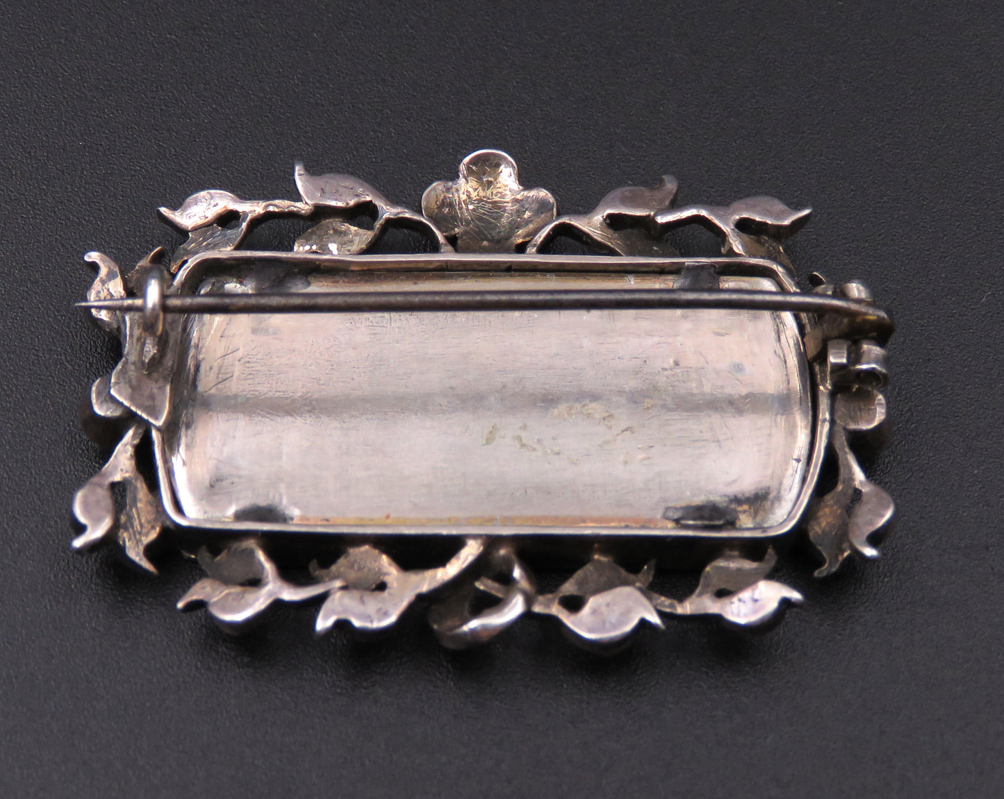 French Napoleon III Period Painted Portrait Silver and Pearl Brooch K