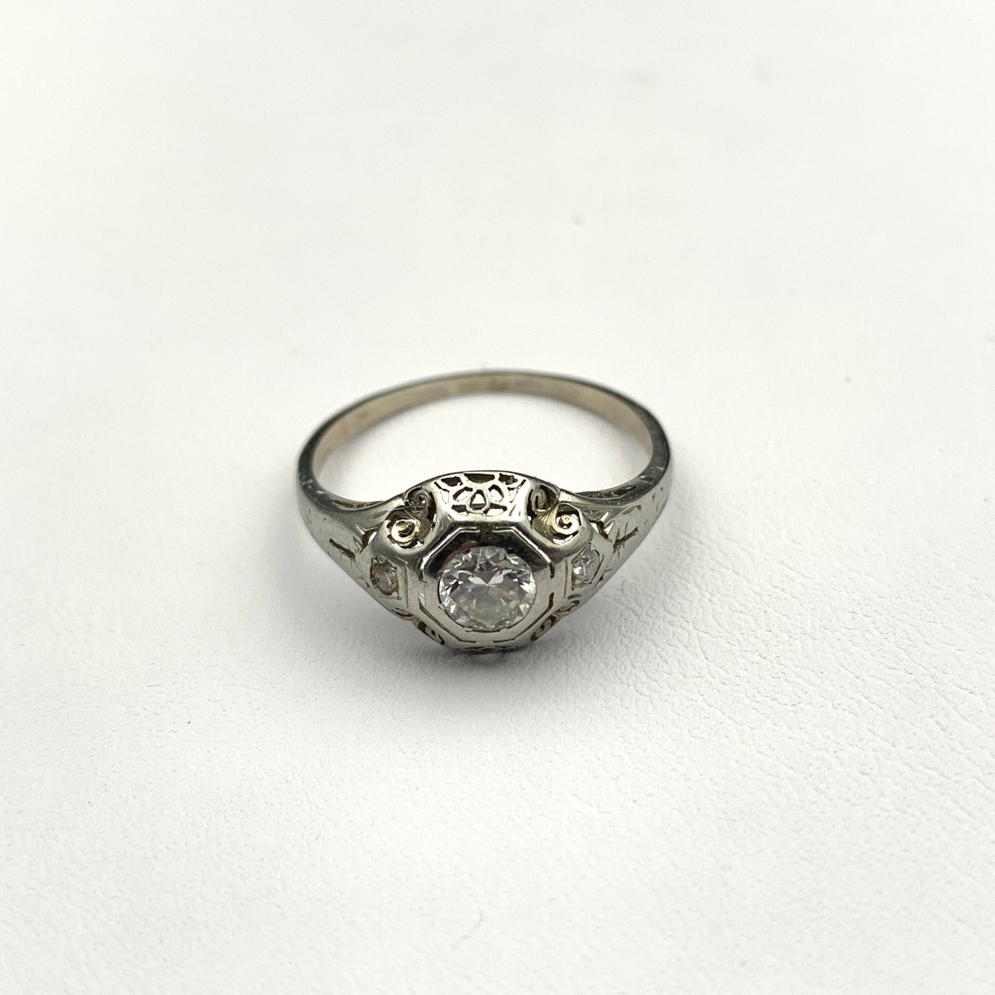 SOLD Art Deco 18K Gold Diamond Engagement Ring