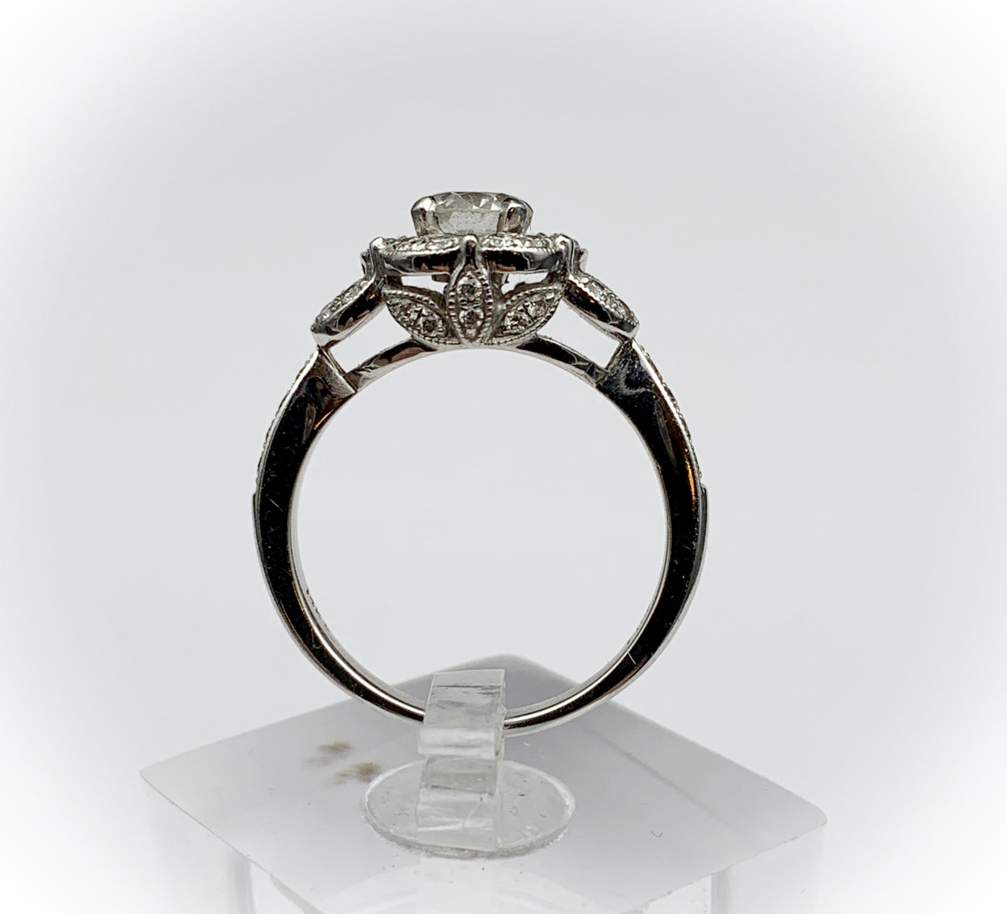 SOLD Lady's Round Brilliant Cut Diamond Engagement Ring Set in 14K White Gold