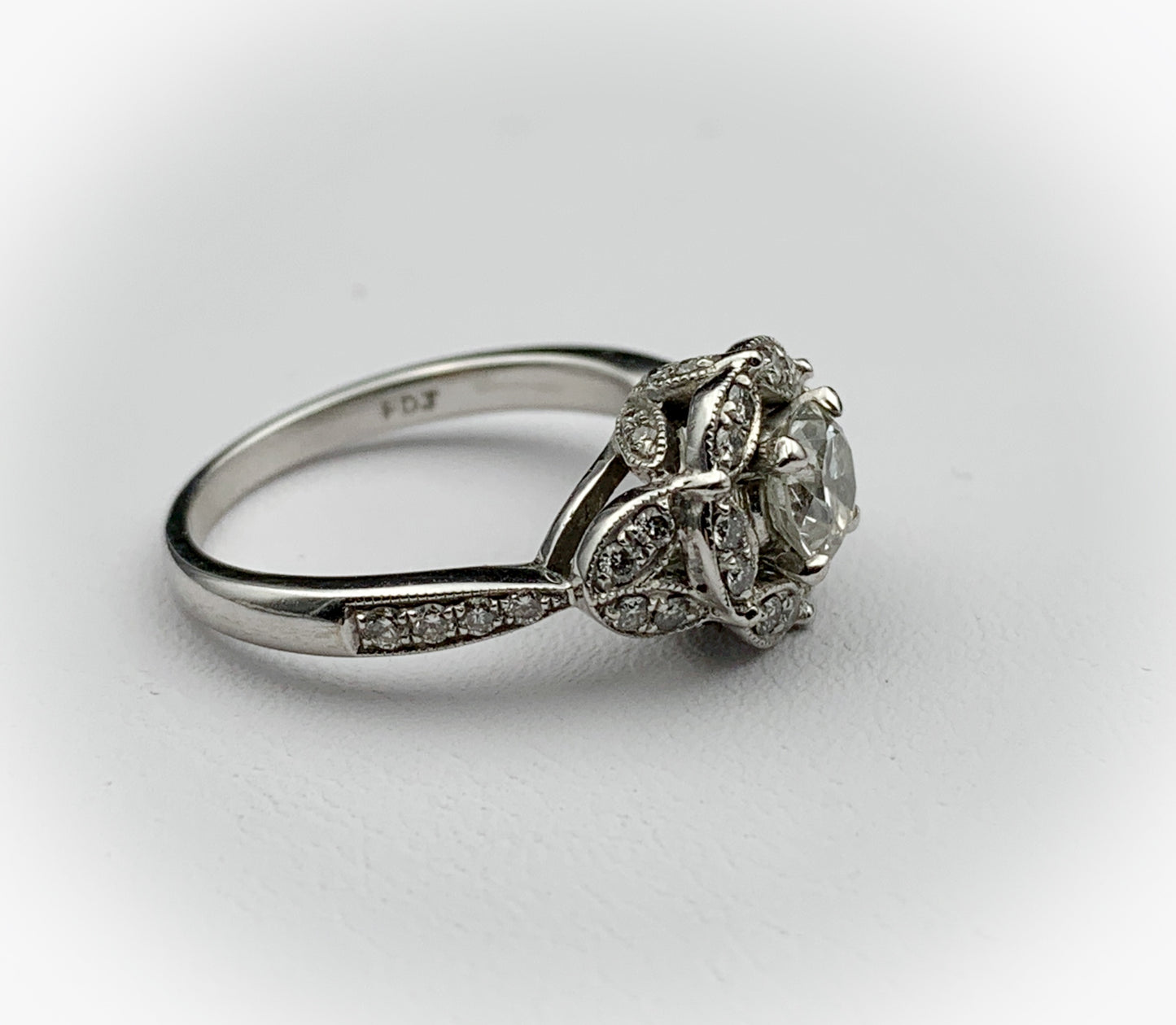 SOLD Lady's Round Brilliant Cut Diamond Engagement Ring Set in 14K White Gold