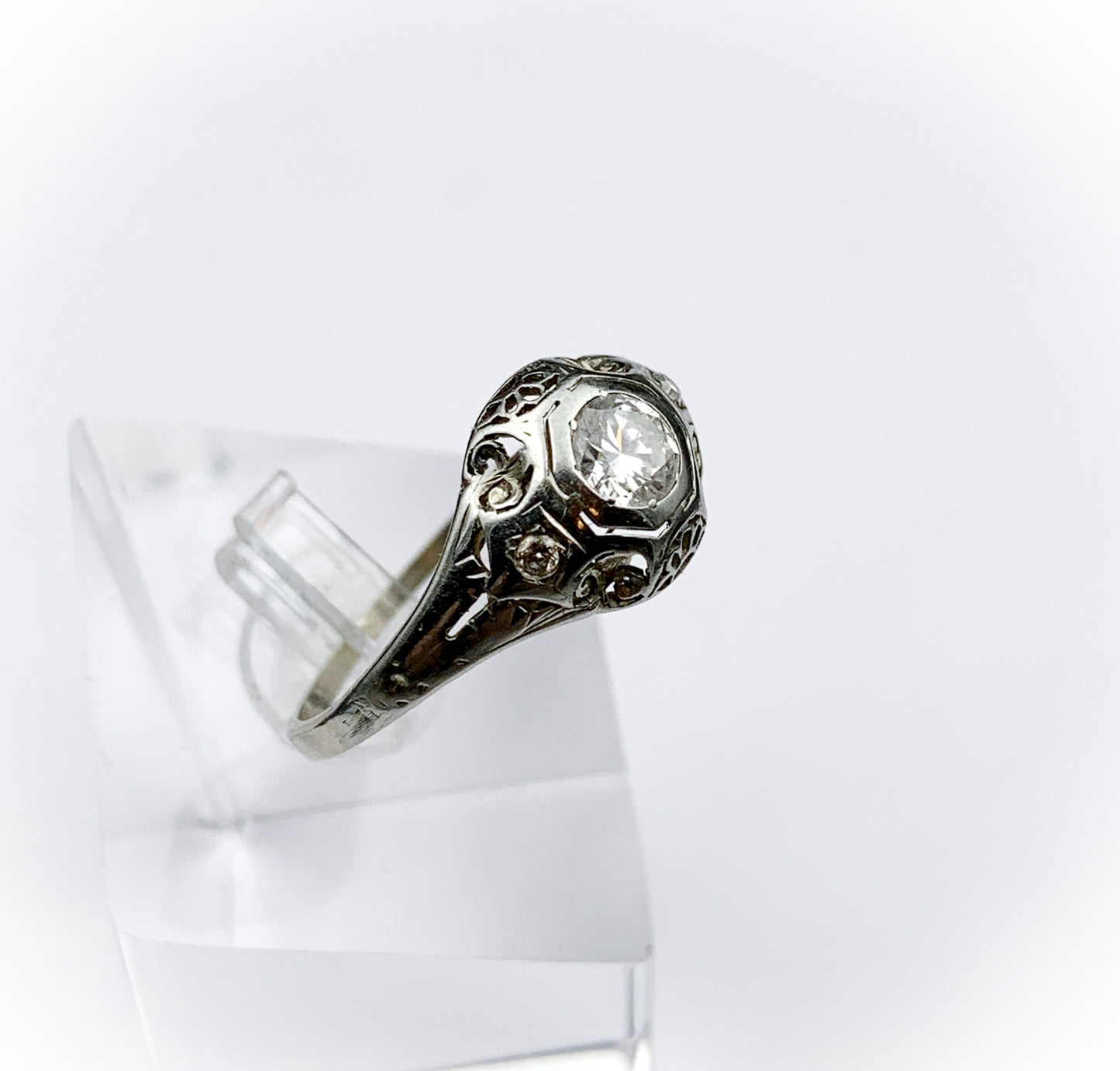 SOLD Art Deco 18K Gold Diamond Engagement Ring