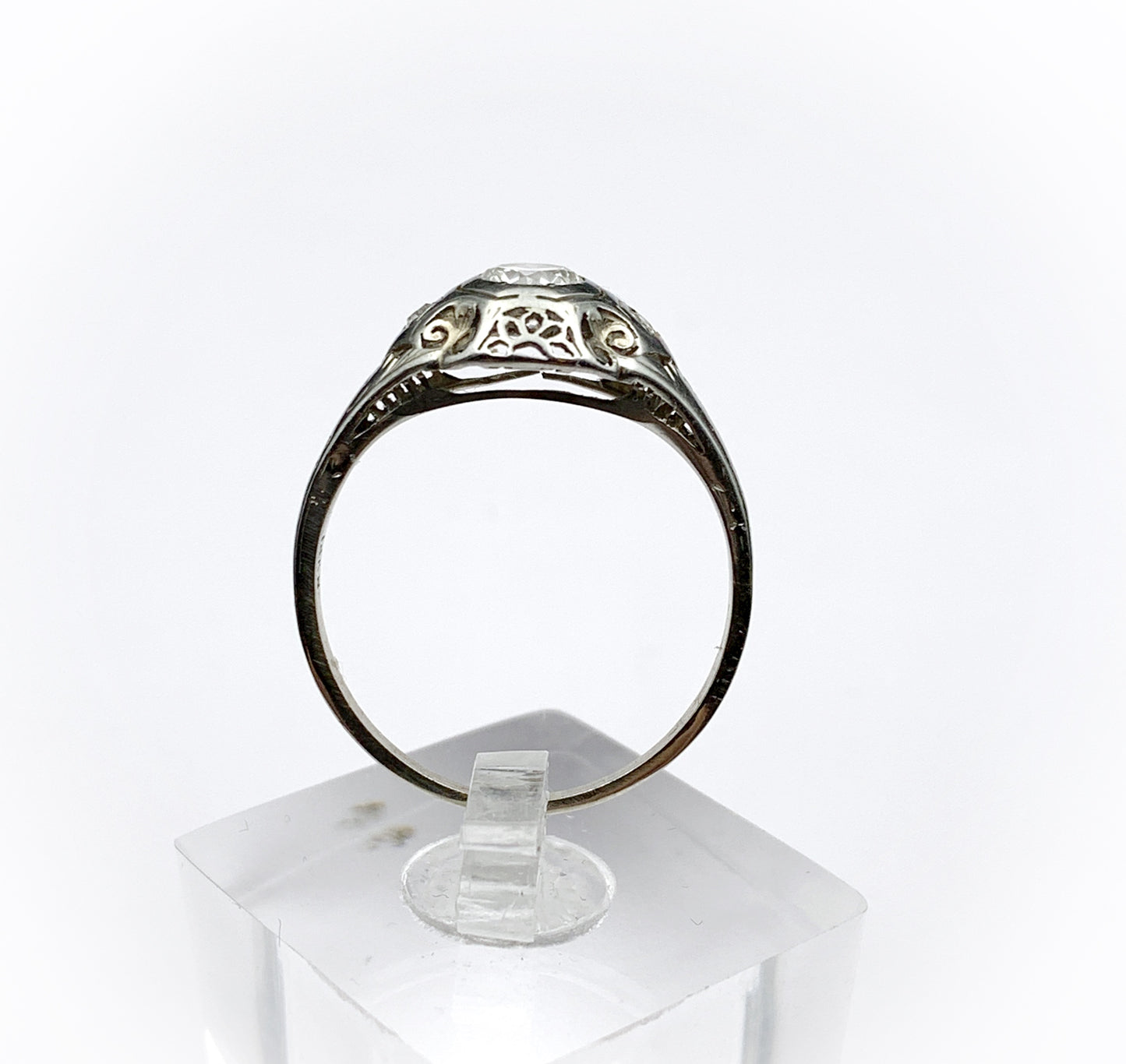 SOLD Art Deco 18K Gold Diamond Engagement Ring