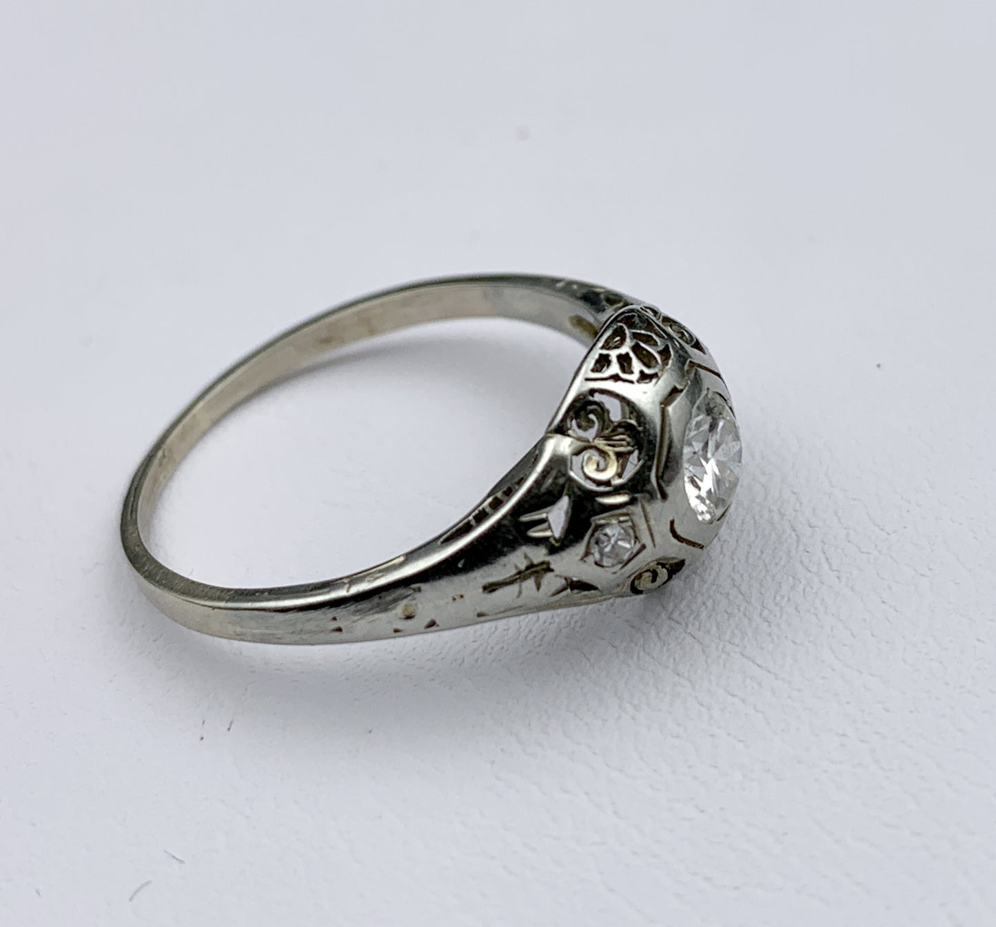 SOLD Art Deco 18K Gold Diamond Engagement Ring