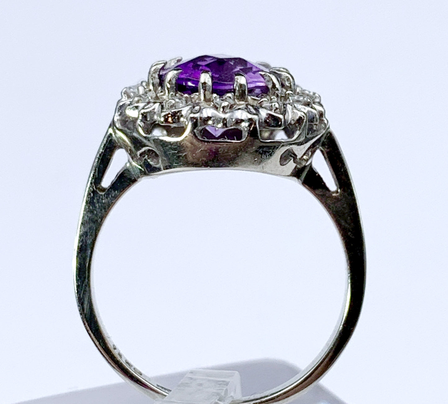 SOLD14K White Gold Diamond & Amethyst Ring