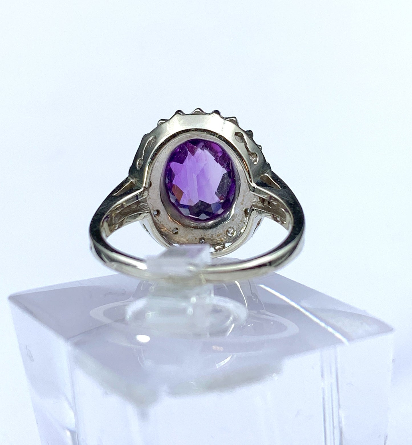 SOLD14K White Gold Diamond & Amethyst Ring