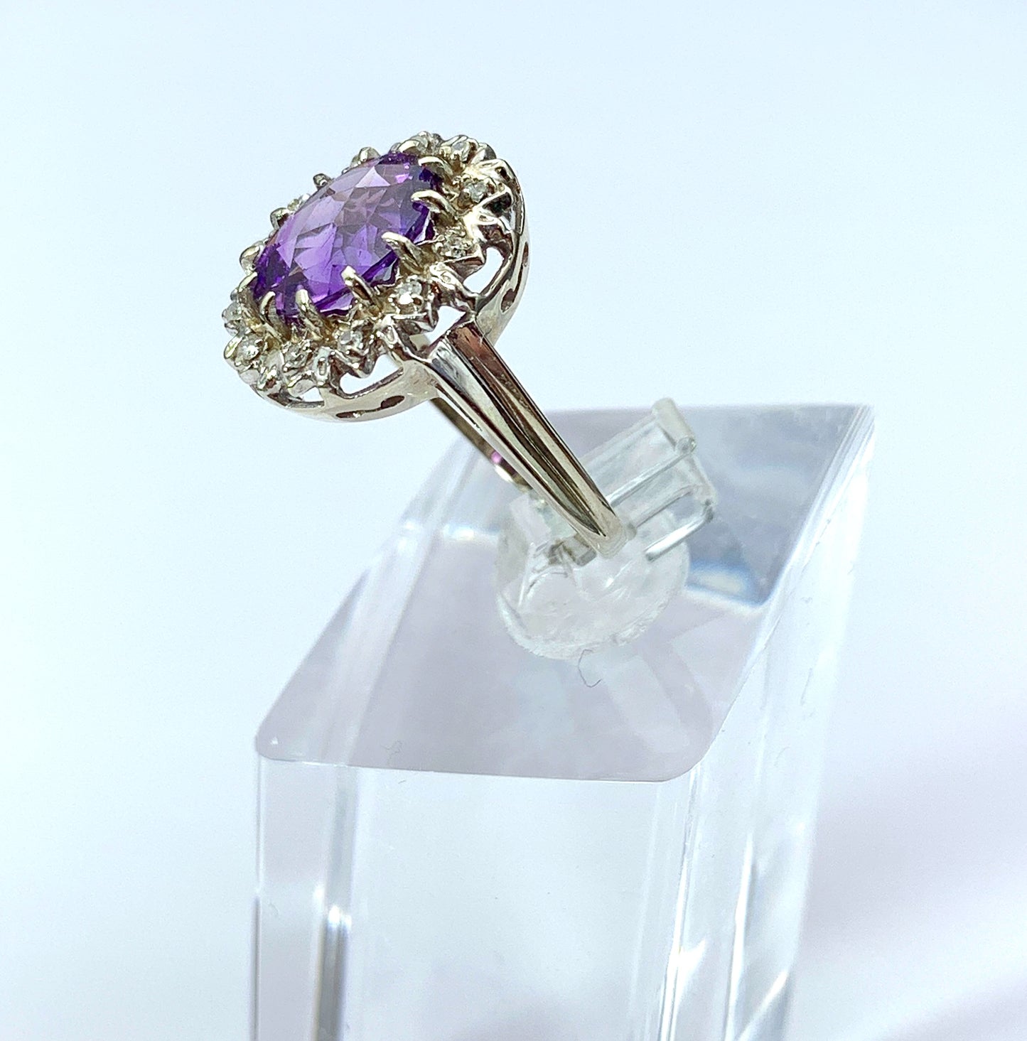 SOLD14K White Gold Diamond & Amethyst Ring